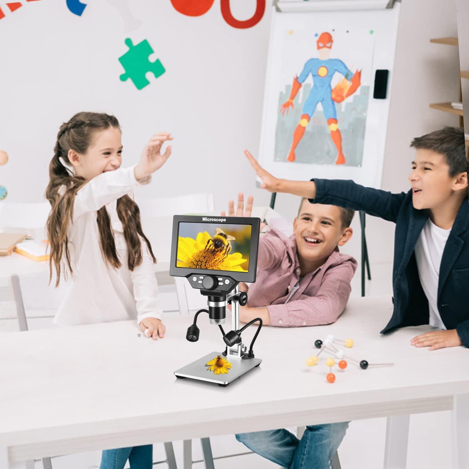 Microscopio Digital Koolertron 7" 12MP USB 1200X con Luz LED