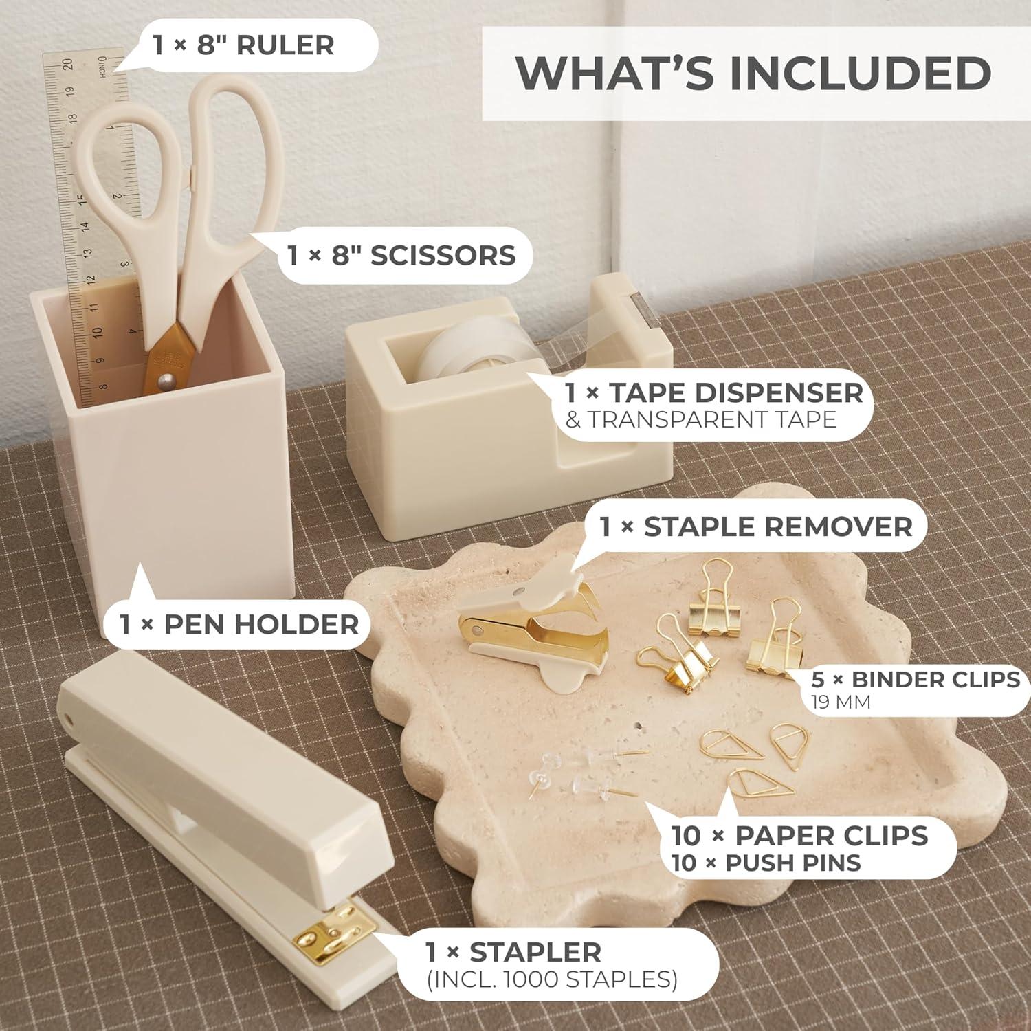 Juego de Accesorios de Escritorio KIBAGA Beige - Organizador Completo