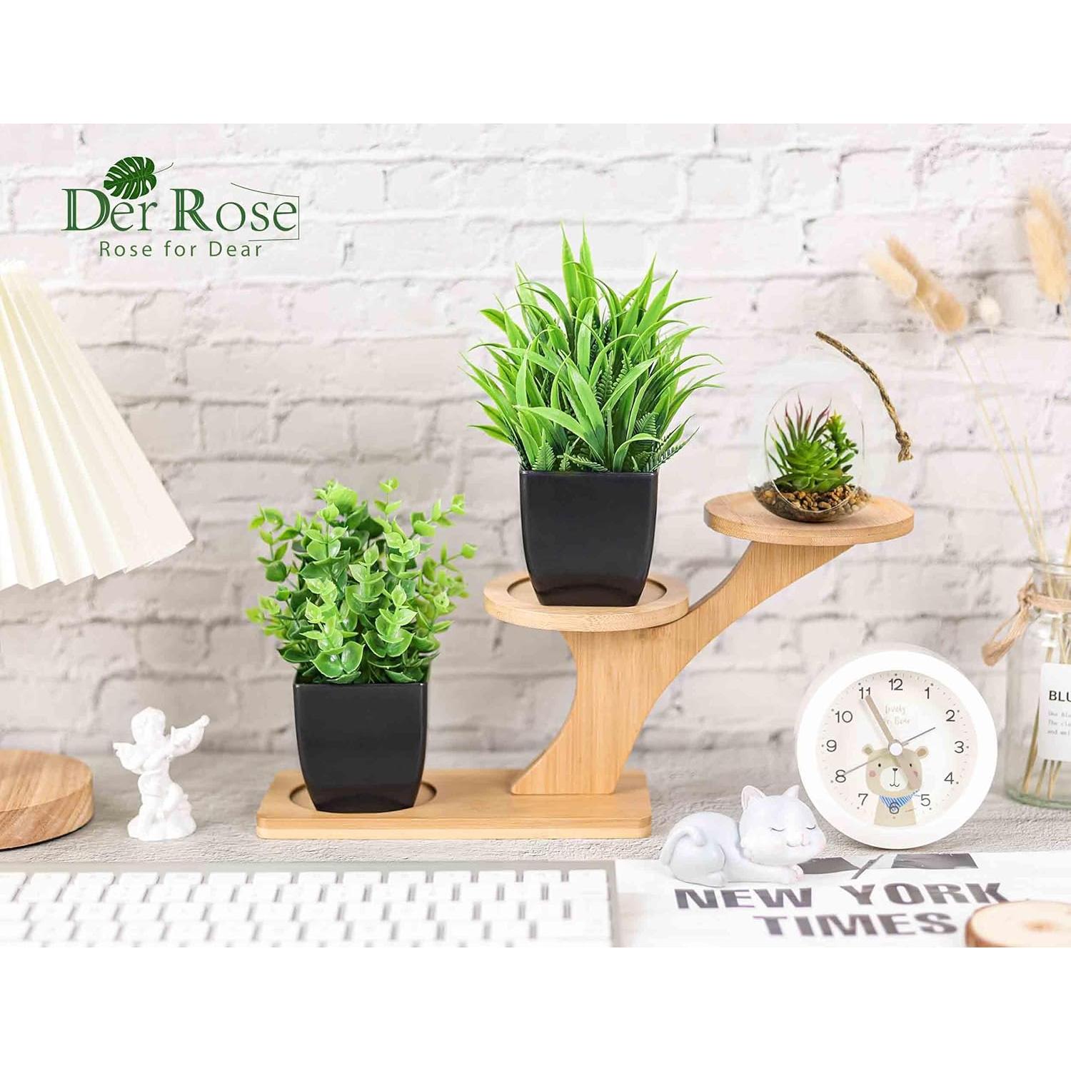 Plantas Artificiales Der Rose 2 Pack en Macetas Negras 18 cm