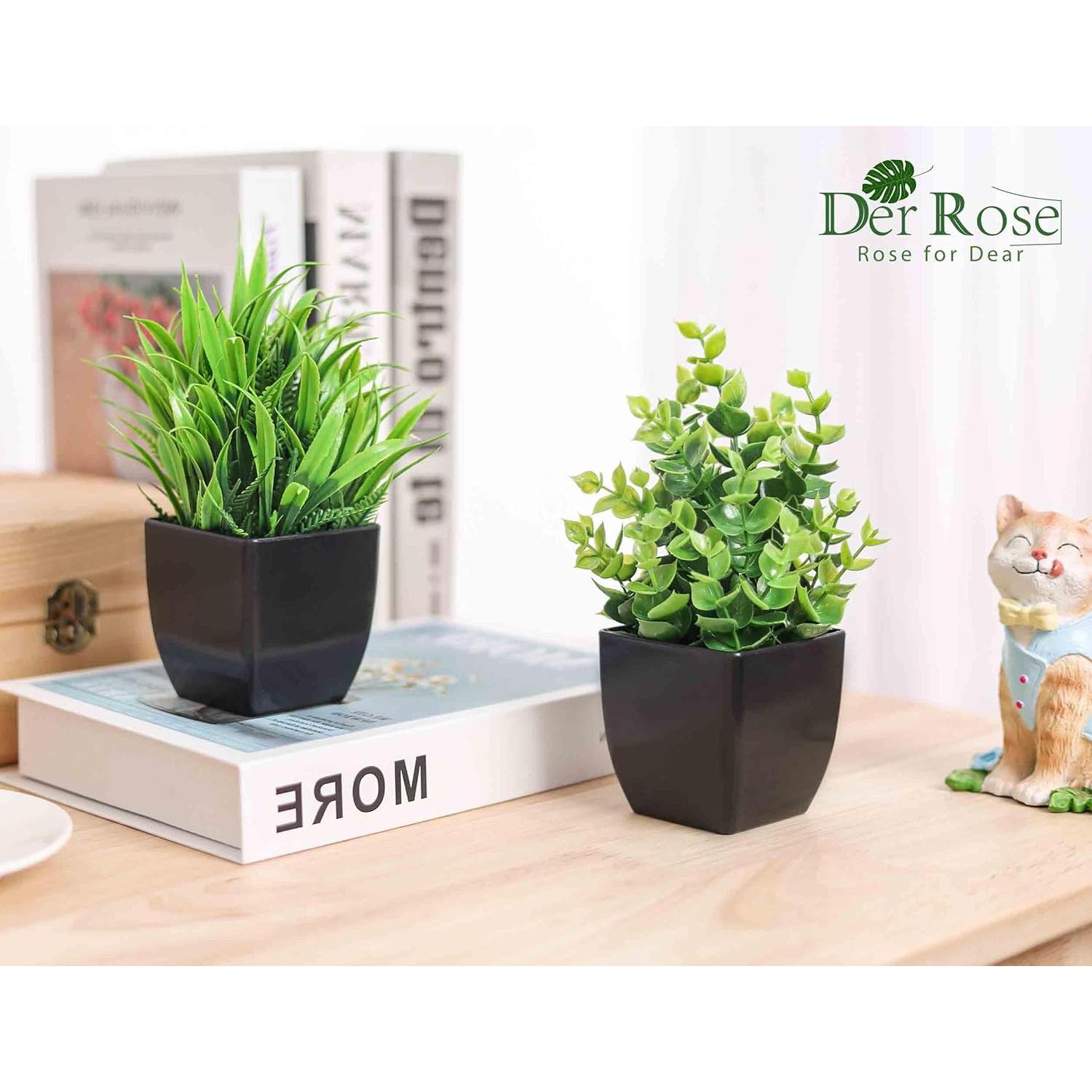Plantas Artificiales Der Rose 2 Pack en Macetas Negras 18 cm