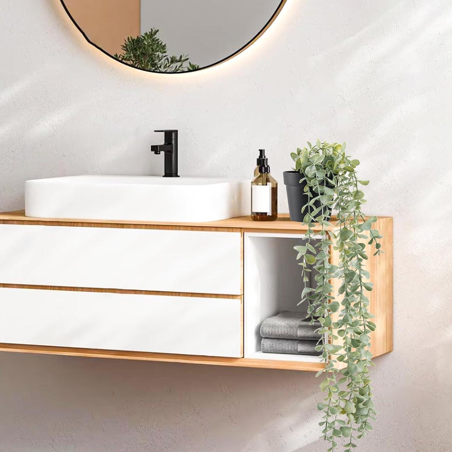 Planta Colgante Artificial Eucalipto Der Rose en Maceta 61cm