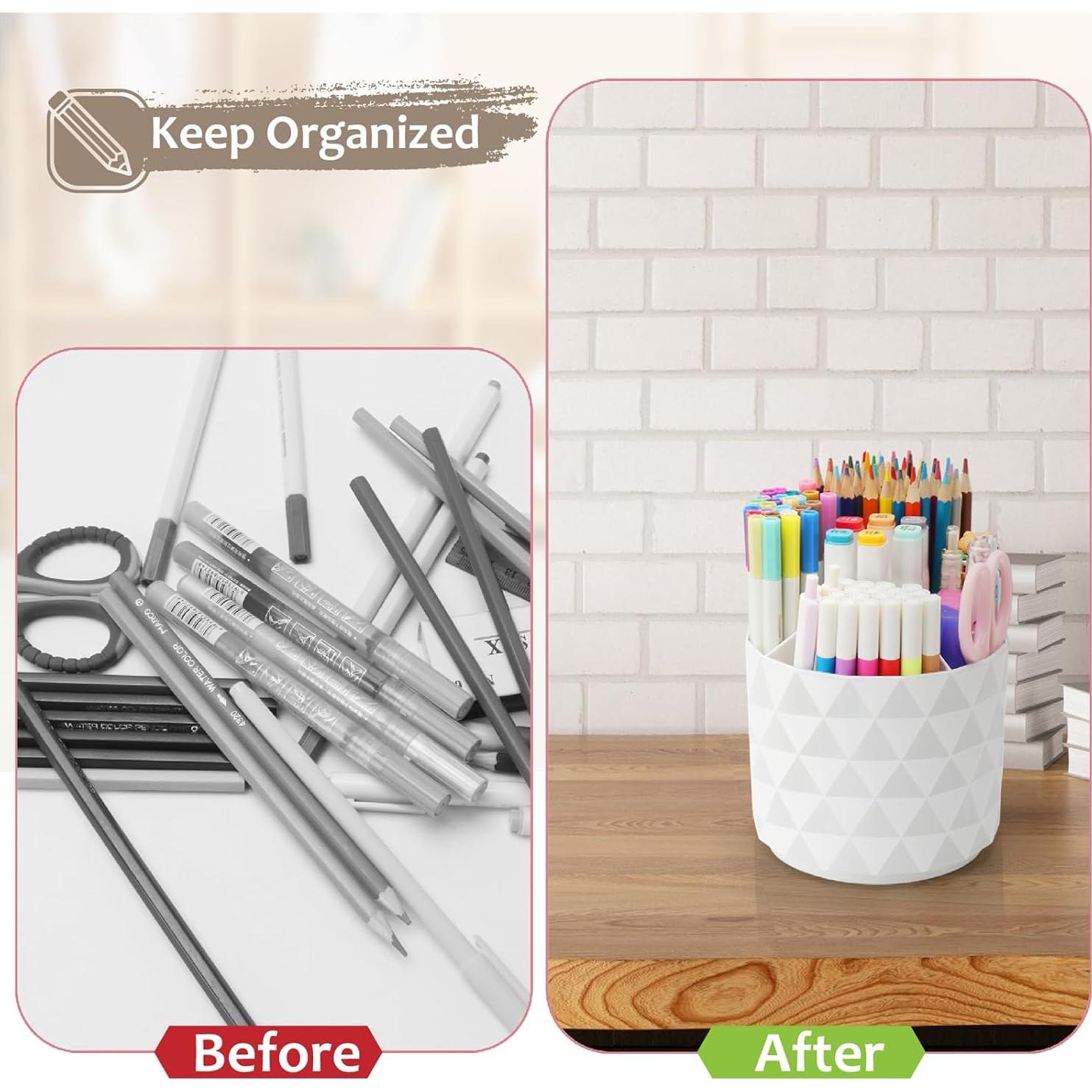 Organizador de Escritorio Rotatorio Nuozme Blanco 12x12x14 cm