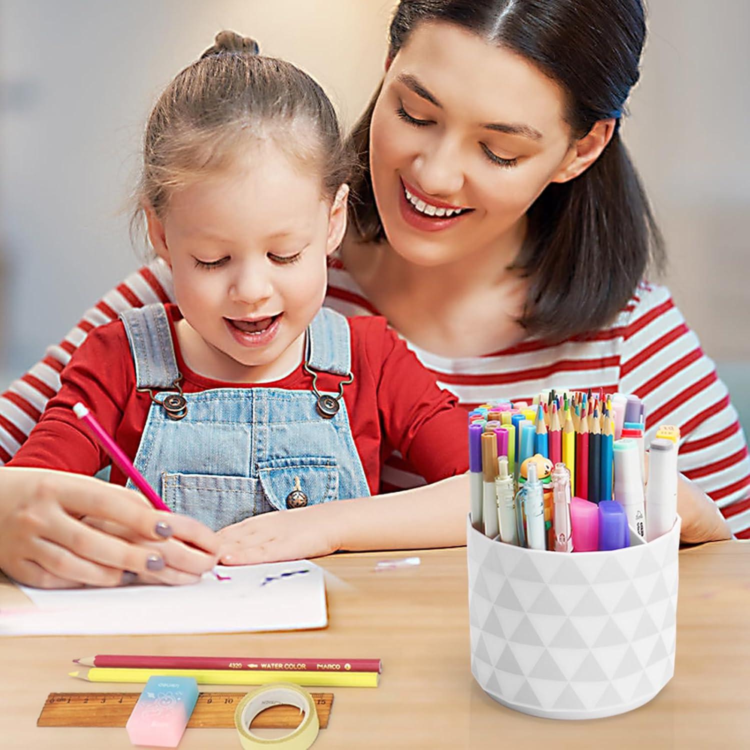 Organizador de Escritorio Rotatorio Nuozme Blanco 12x12x14 cm