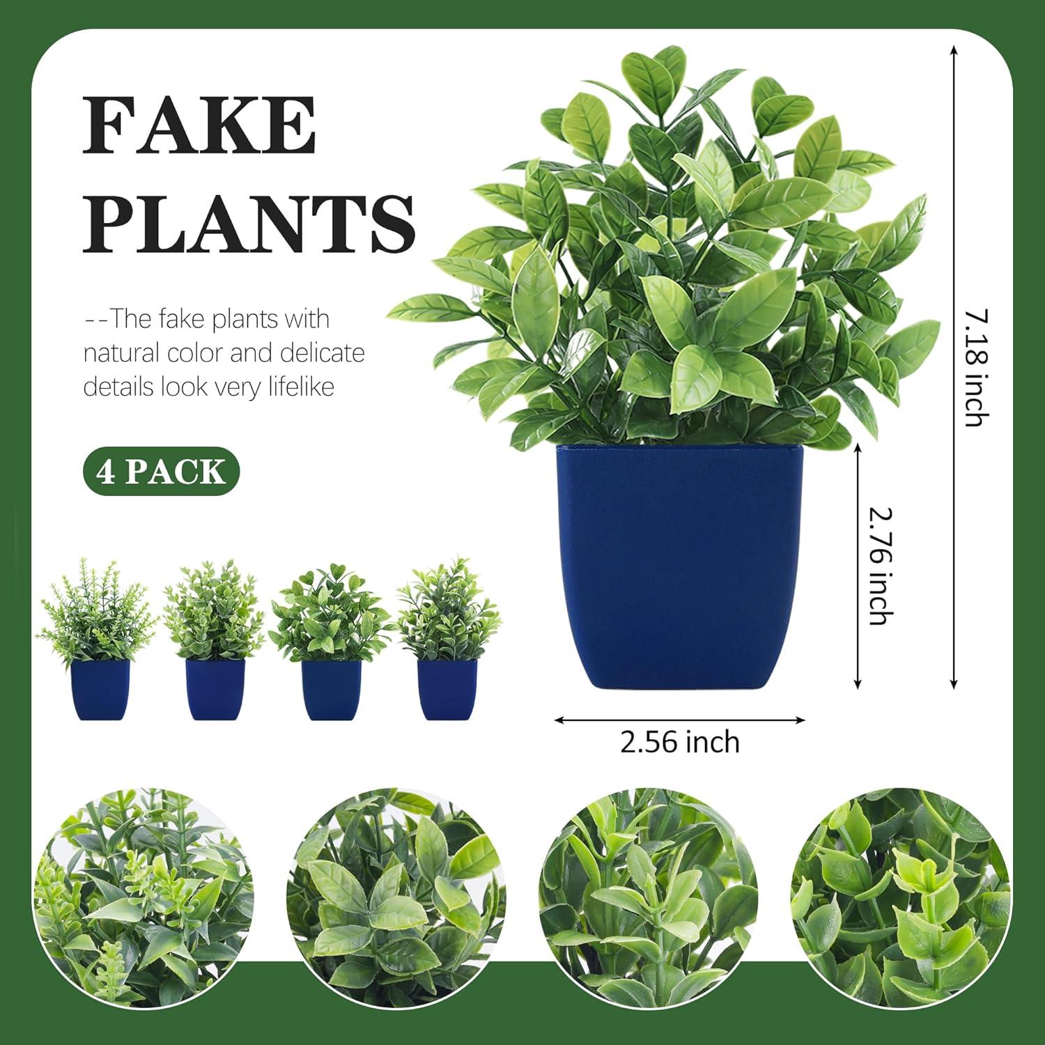 Plantas Artificiales Der Rose 4 Paquetes Azul 17.78 cm