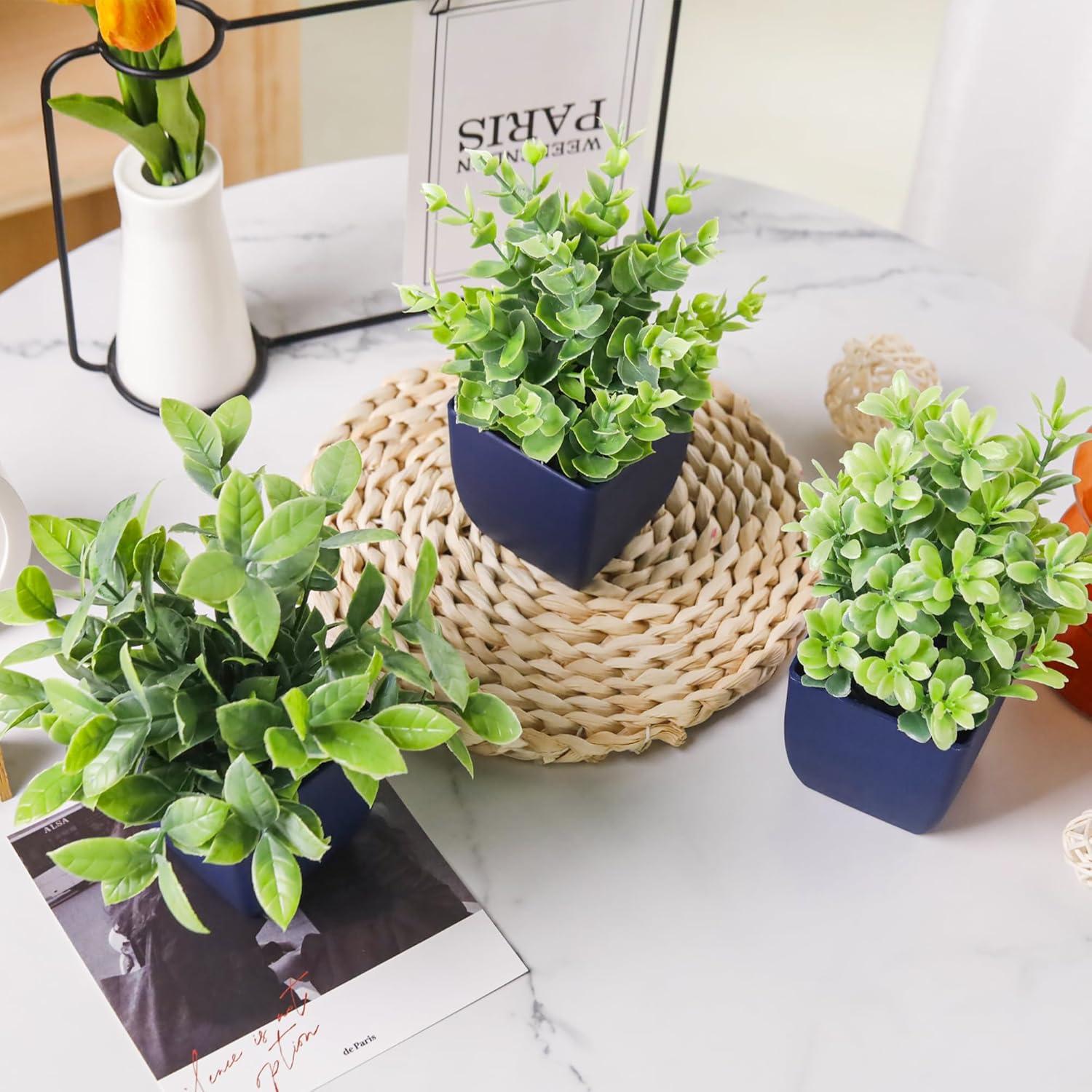 Plantas Artificiales Der Rose 4 Paquetes Azul 17.78 cm