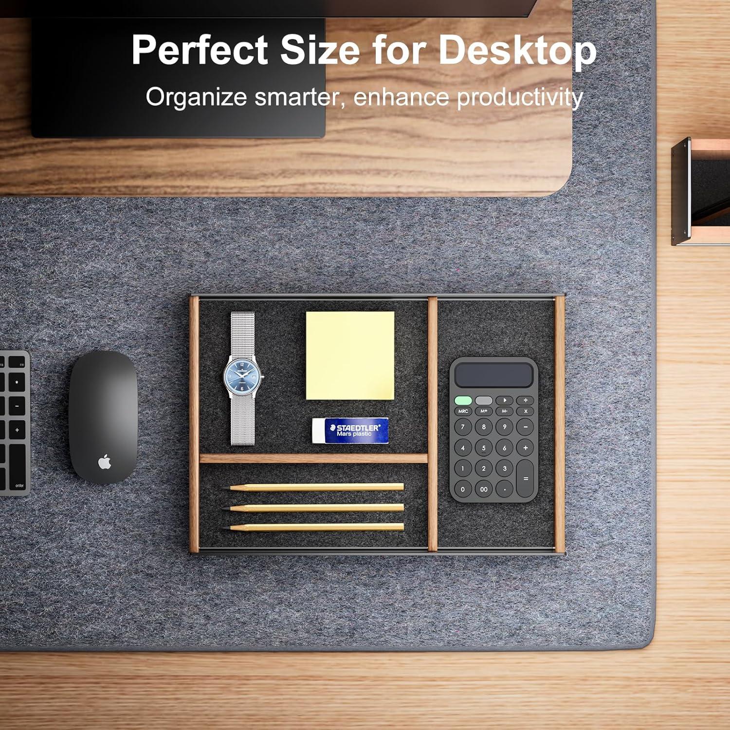 Organizador de Escritorio UPERGO VD-2S, Aluminio y Nogal, 20x30 cm