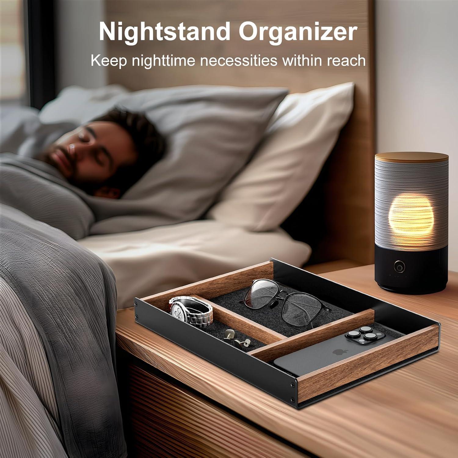 Organizador de Escritorio UPERGO VD-2S, Aluminio y Nogal, 20x30 cm