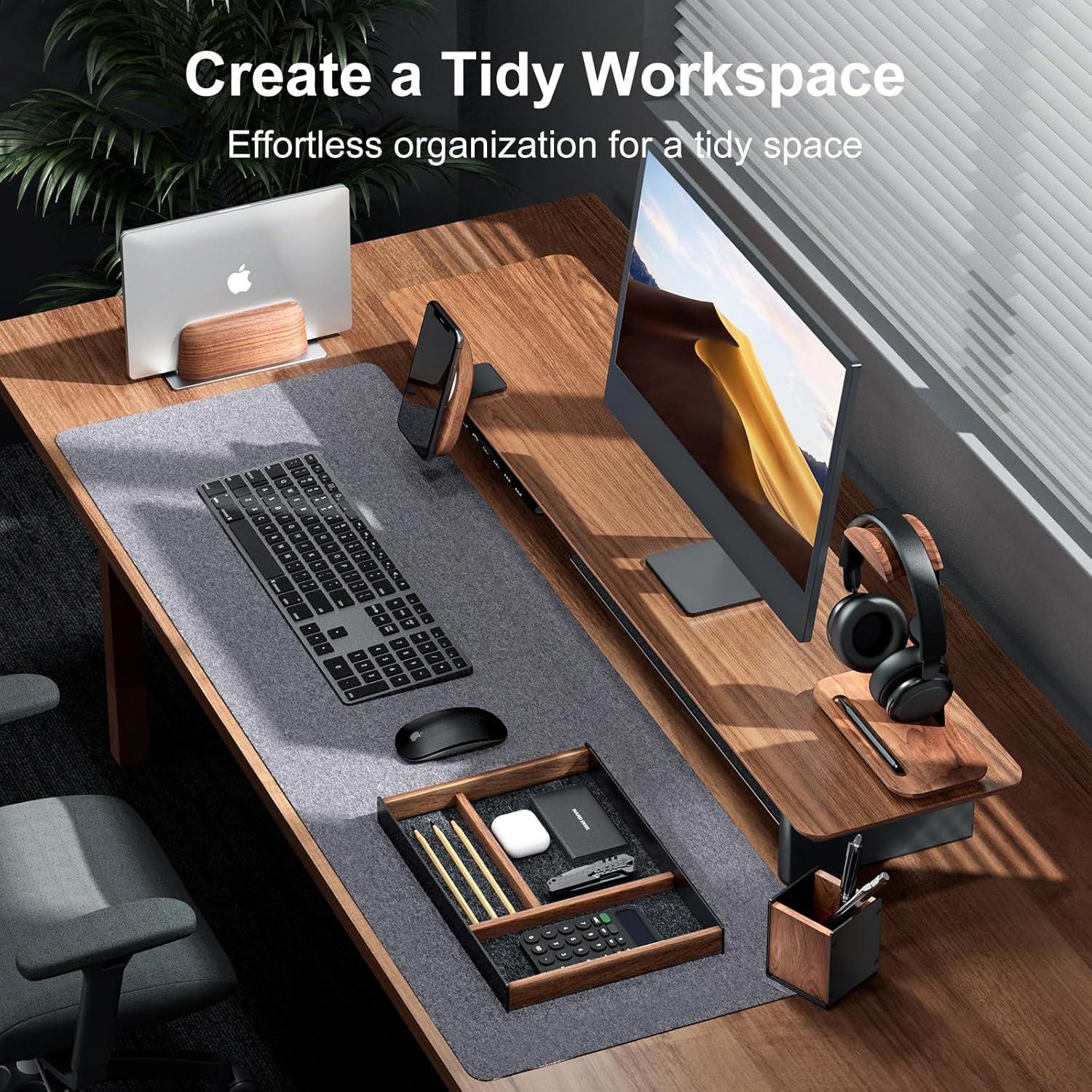 Organizador de Escritorio UPERGO VD-2S, Aluminio y Nogal, 20x30 cm