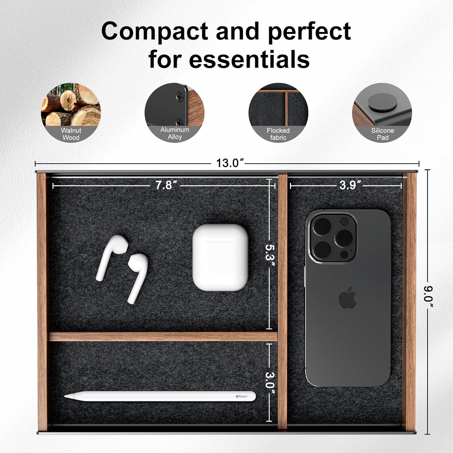 Organizador de Escritorio UPERGO VD-2S, Aluminio y Nogal, 20x30 cm