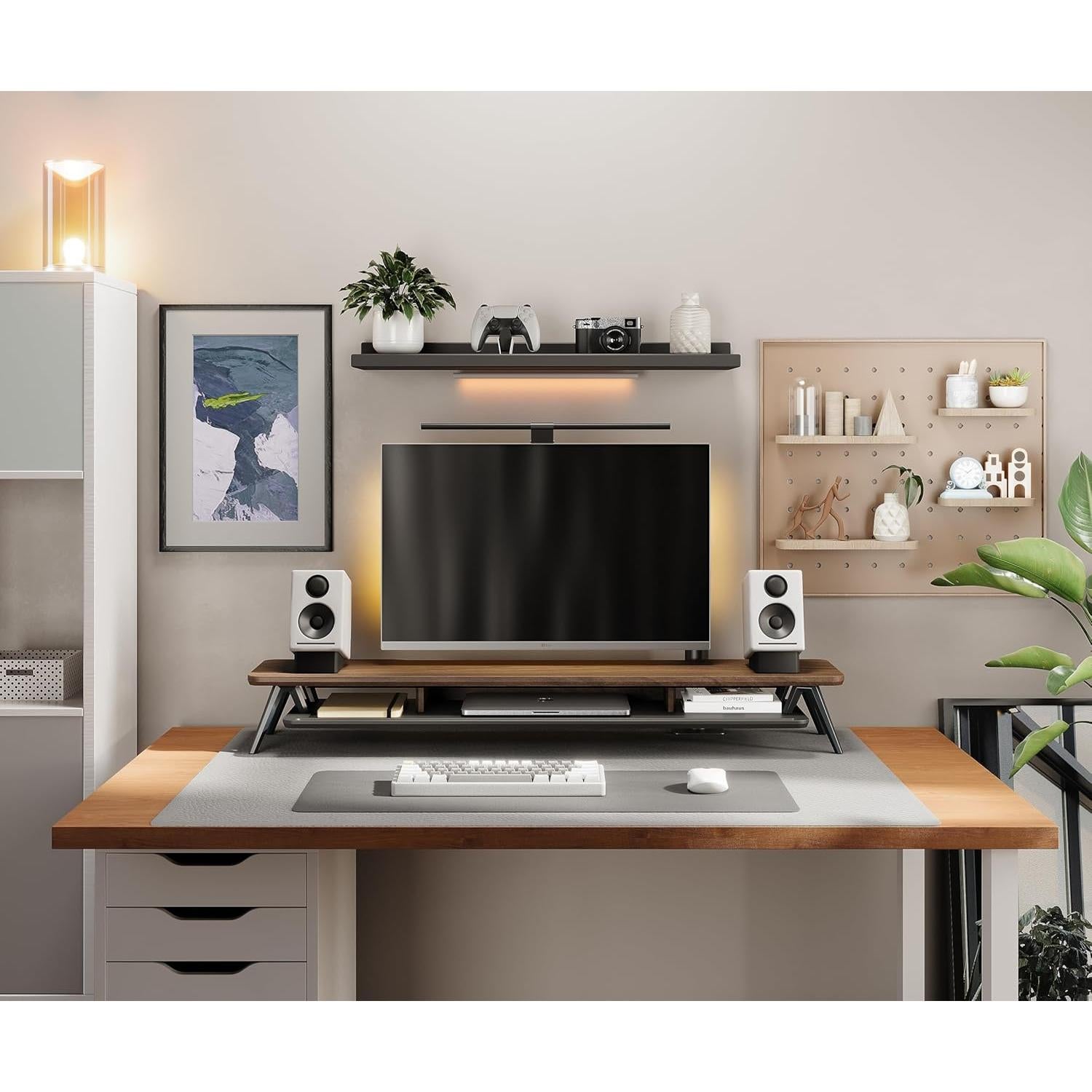 Soporte Doble para Monitor Fenge 108 cm con Organizador y Gestión de Cables