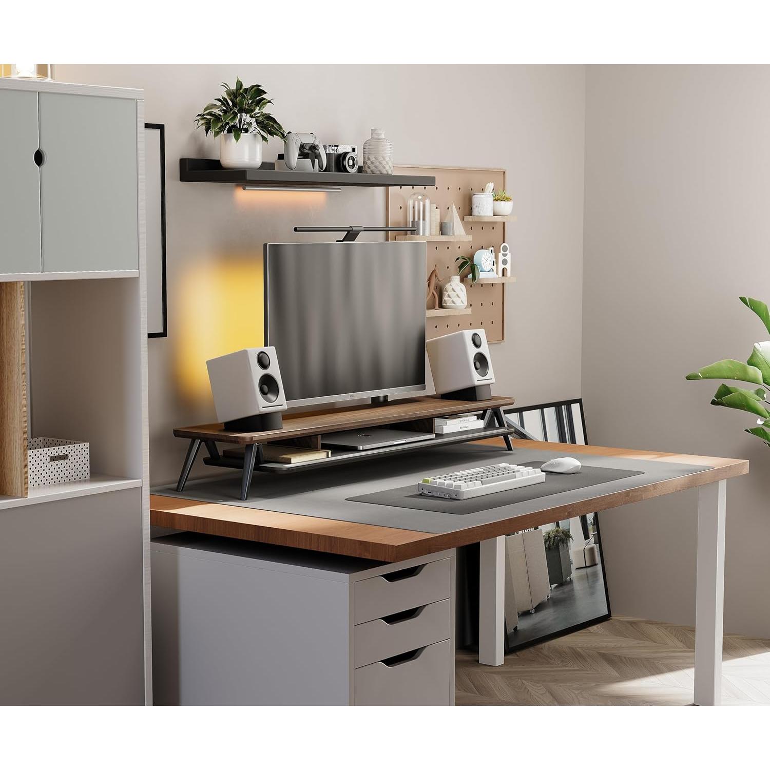 Soporte Doble para Monitor Fenge 108 cm con Organizador y Gestión de Cables