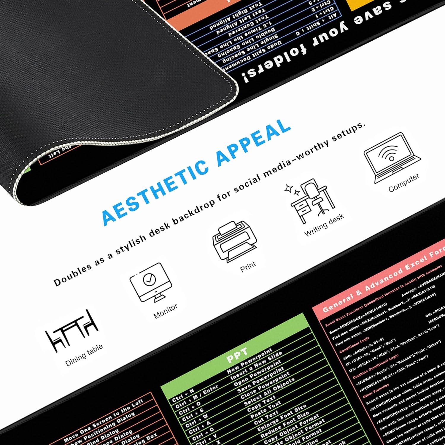 Alfombrilla de atajos de Excel Halverion 80x30cm impermeable