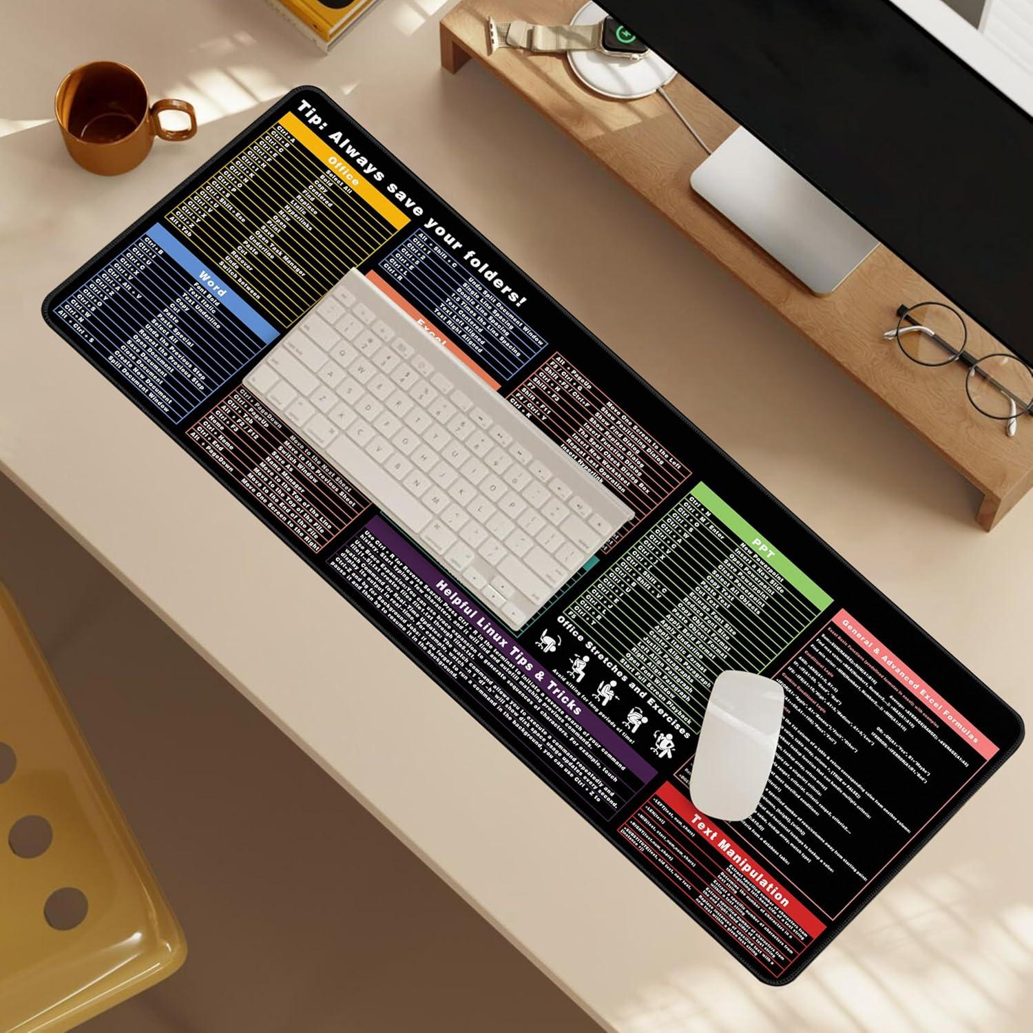 Alfombrilla de atajos de Excel Halverion 80x30cm impermeable