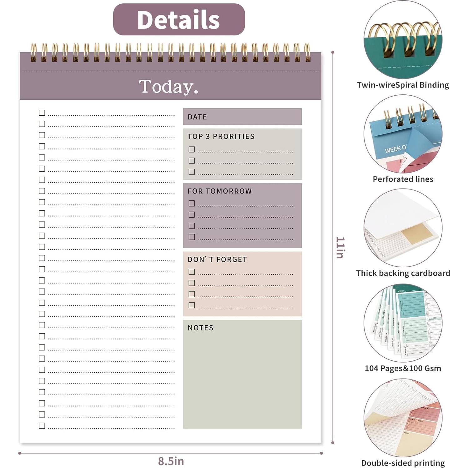 Planificador Diario No Datado ALKALO 52 Hojas Púrpura