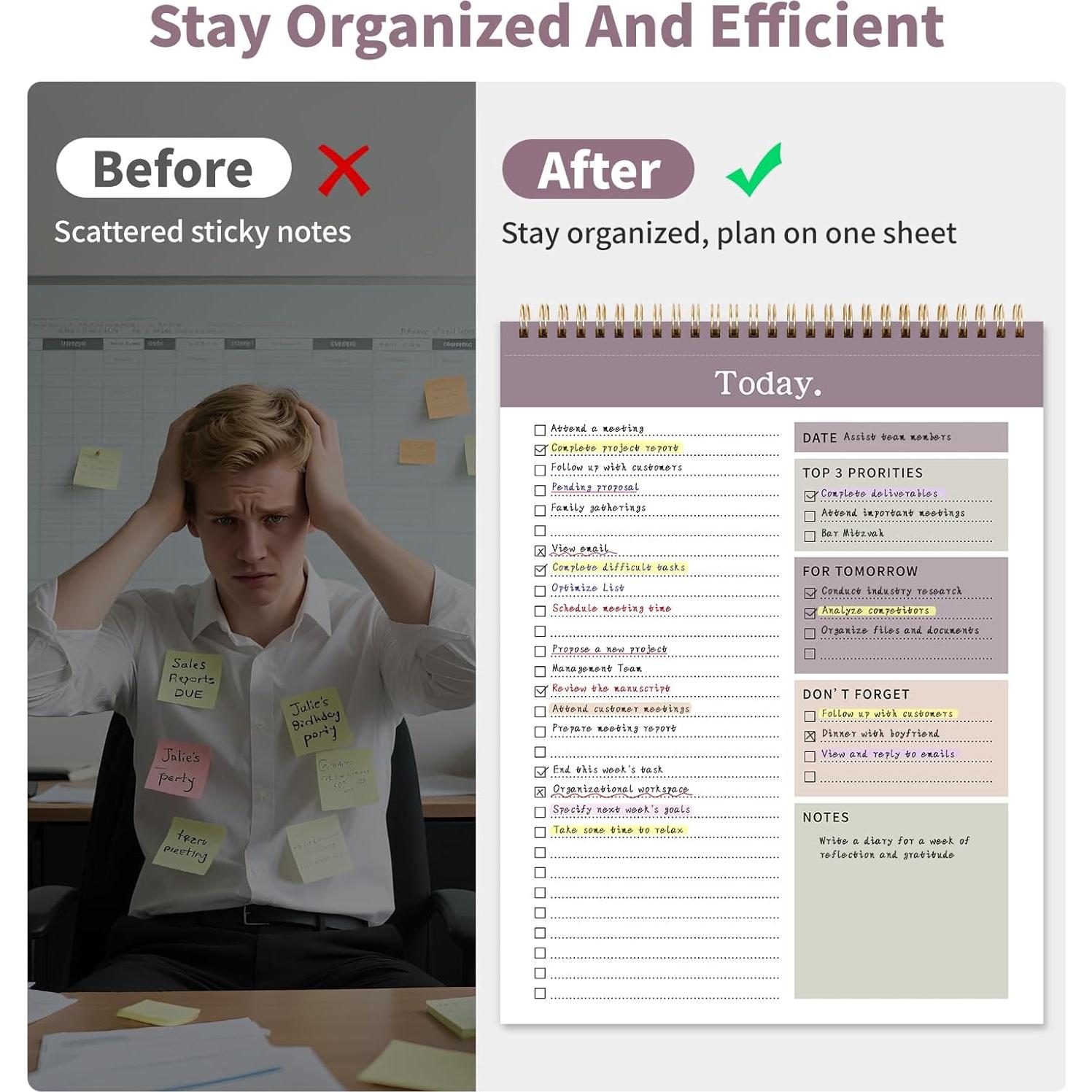 Planificador Diario No Datado ALKALO 52 Hojas Púrpura
