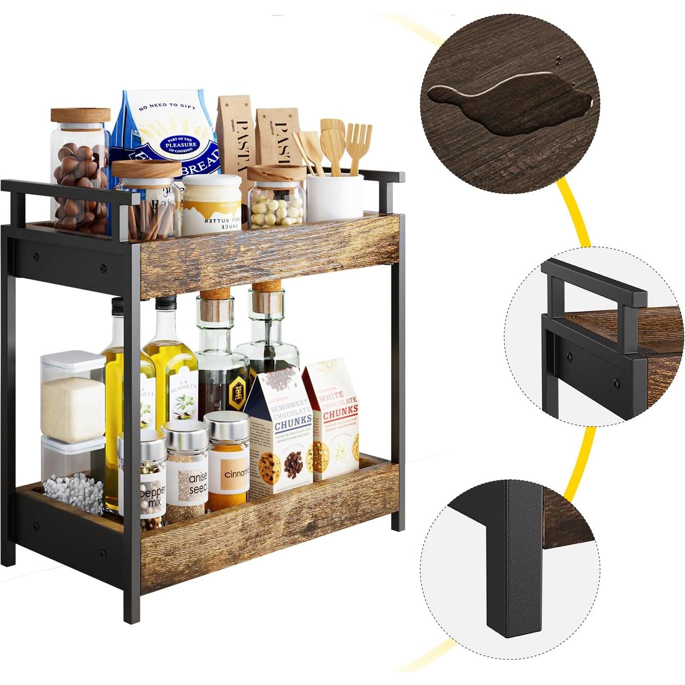 Organizador de Café KLM de Madera 2 Niveles 33.78x17.78 cm