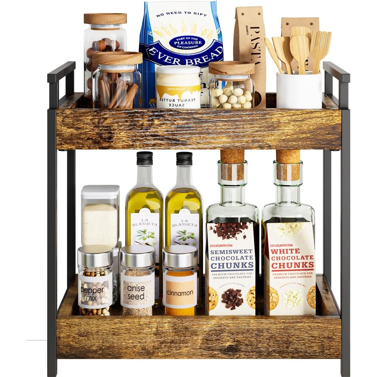 Organizador de Café KLM de Madera 2 Niveles 33.78x17.78 cm