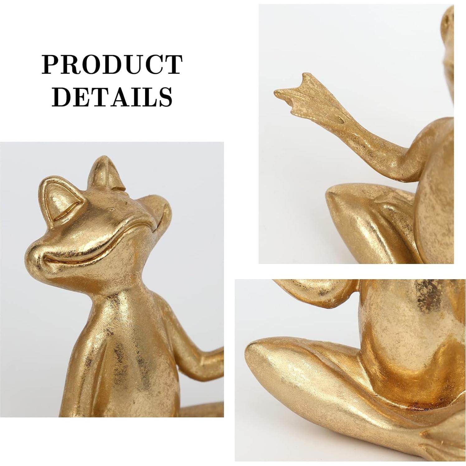 Set de 3 Estatuas de Rana Dorada para Decoración Zen 9.4cm