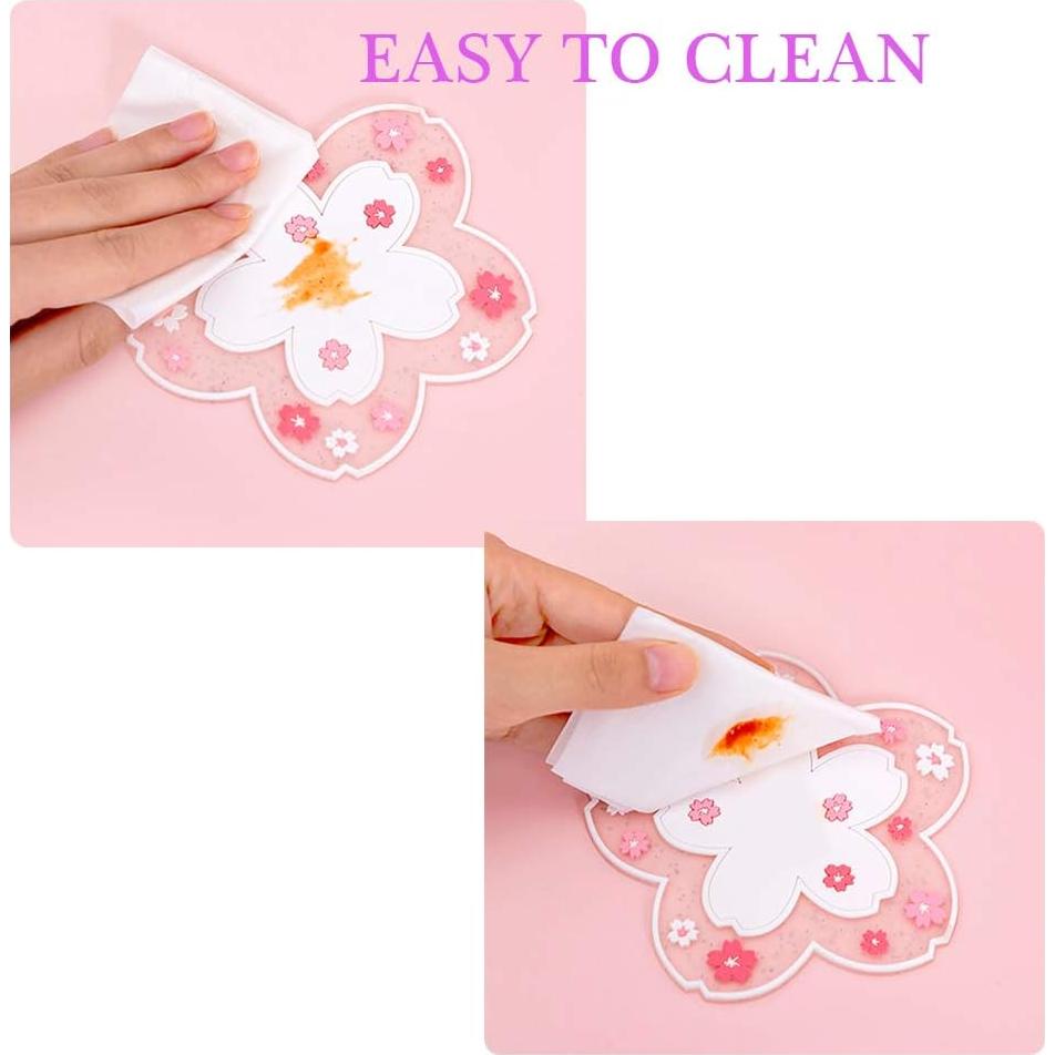 Posavasos Kawaii Binoster 2PCS Flor de Cerezo Rosa PVC