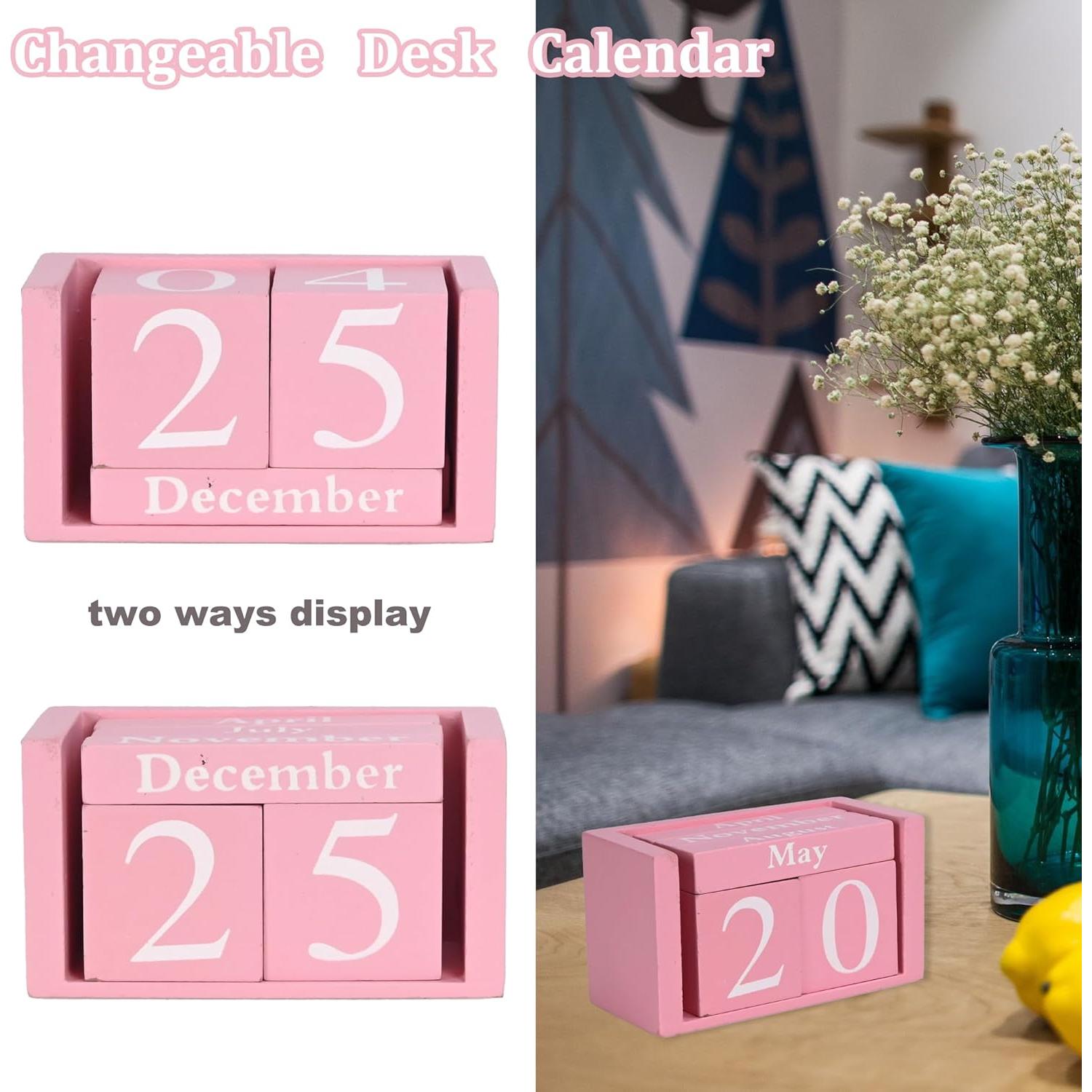 Calendario de Escritorio MICKYU de Madera Rosa 9.4x5.3 cm