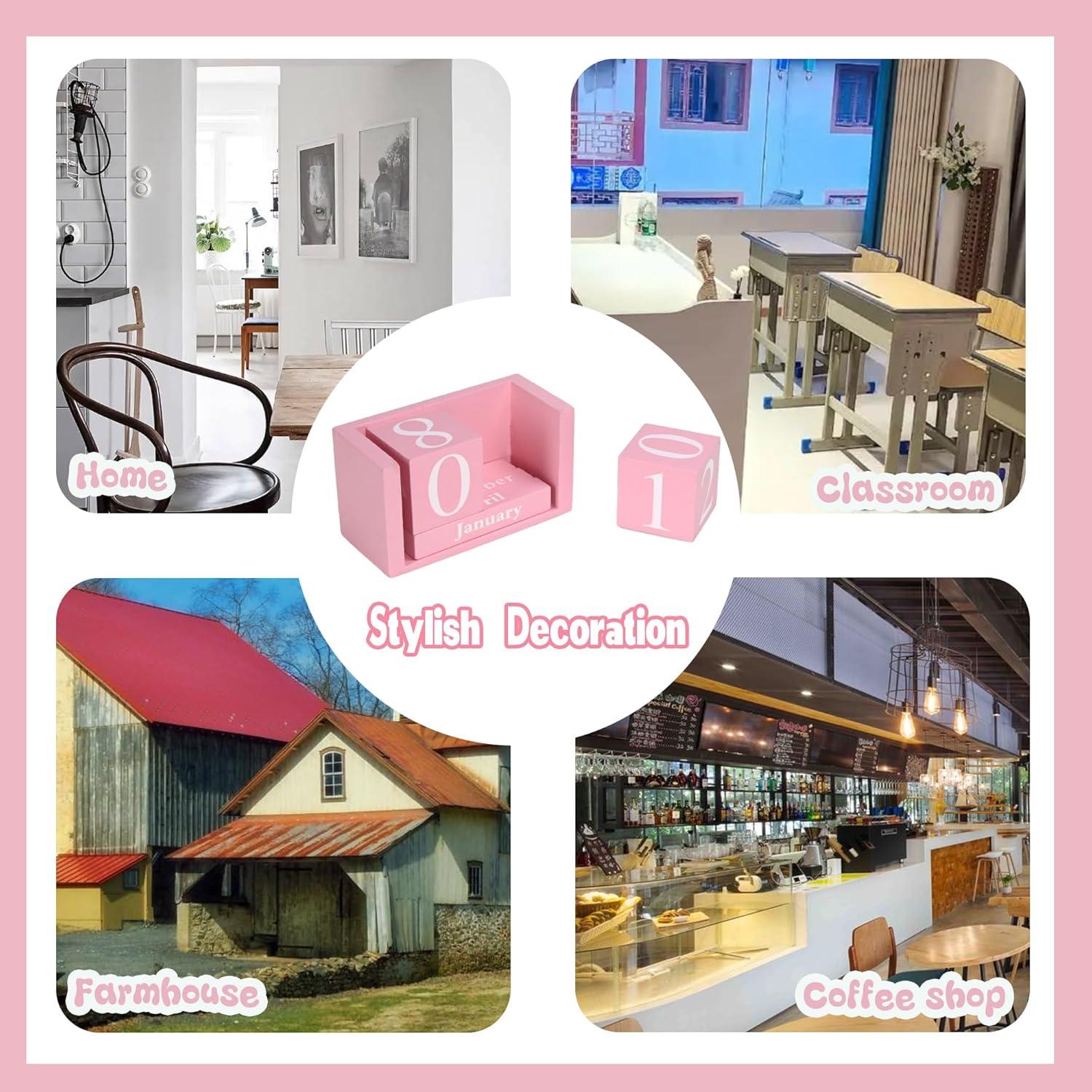 Calendario de Escritorio MICKYU de Madera Rosa 9.4x5.3 cm