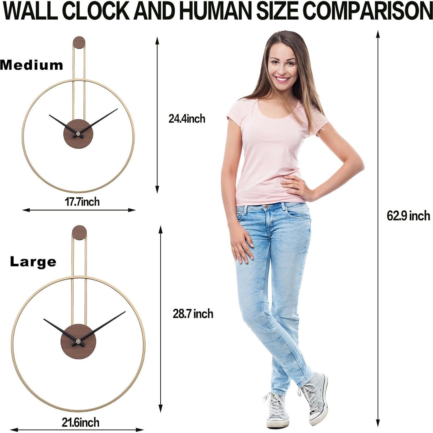 Reloj de Pared Grande YISITEONE 72.9x54.9cm Oro Silencioso