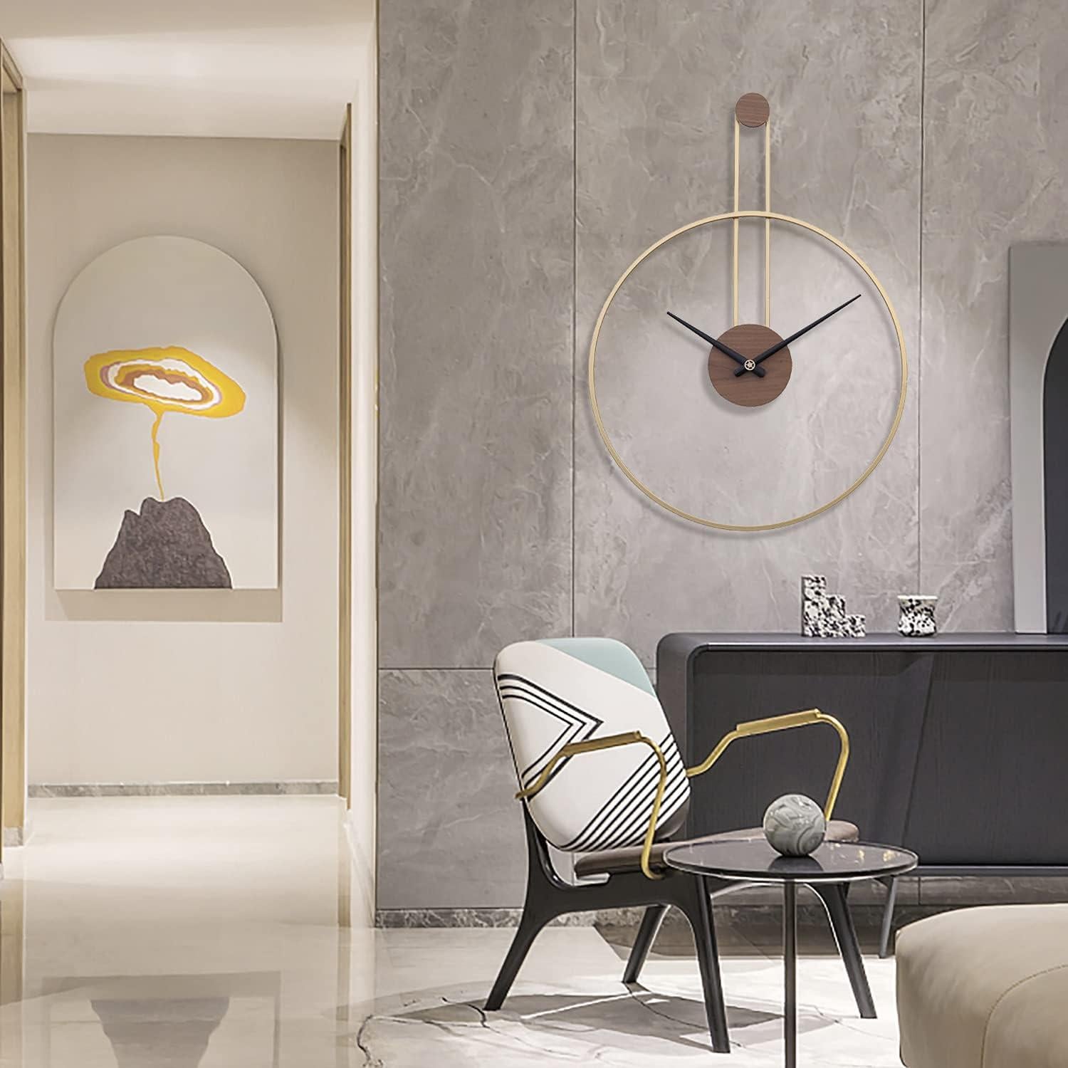 Reloj de Pared Grande YISITEONE 72.9x54.9cm Oro Silencioso