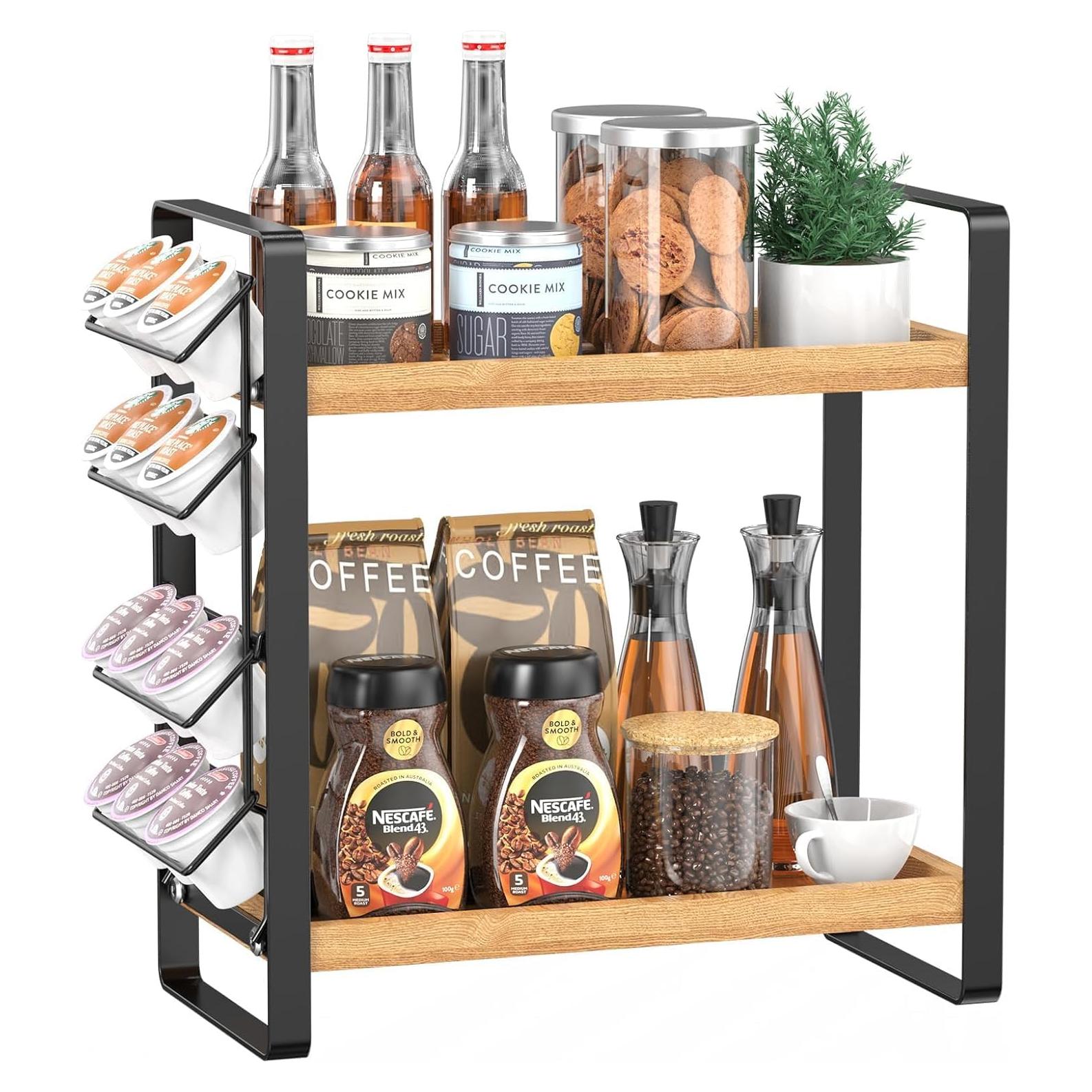 Organizador de Estación de Café LEMIKKLE 2 Niveles Madera