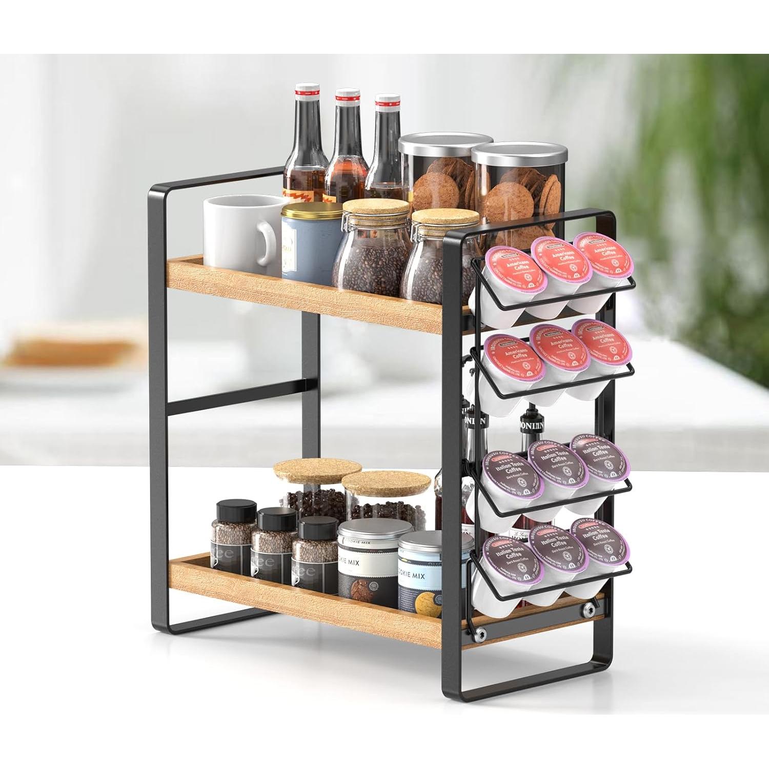 Organizador de Estación de Café LEMIKKLE 2 Niveles Madera