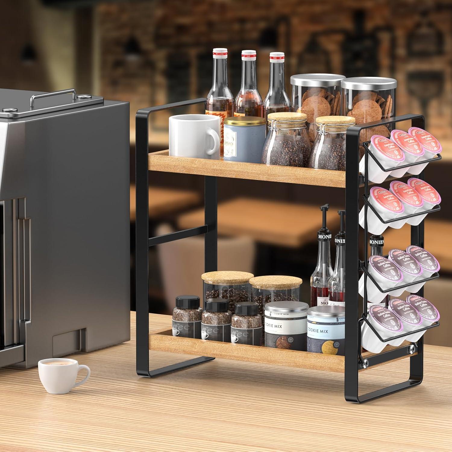 Organizador de Estación de Café LEMIKKLE 2 Niveles Madera