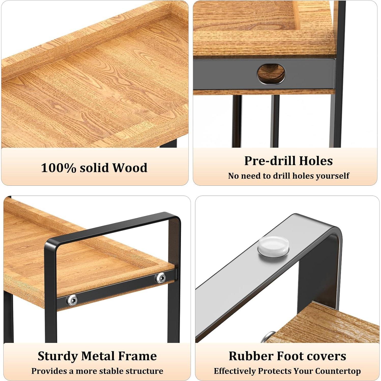 Organizador de Estación de Café LEMIKKLE 2 Niveles Madera