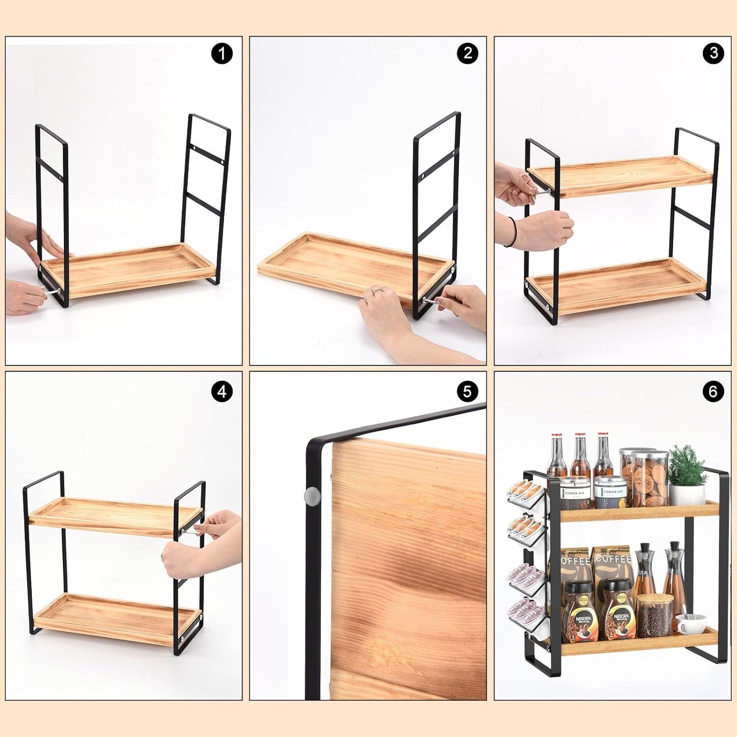 Organizador de Estación de Café LEMIKKLE 2 Niveles Madera