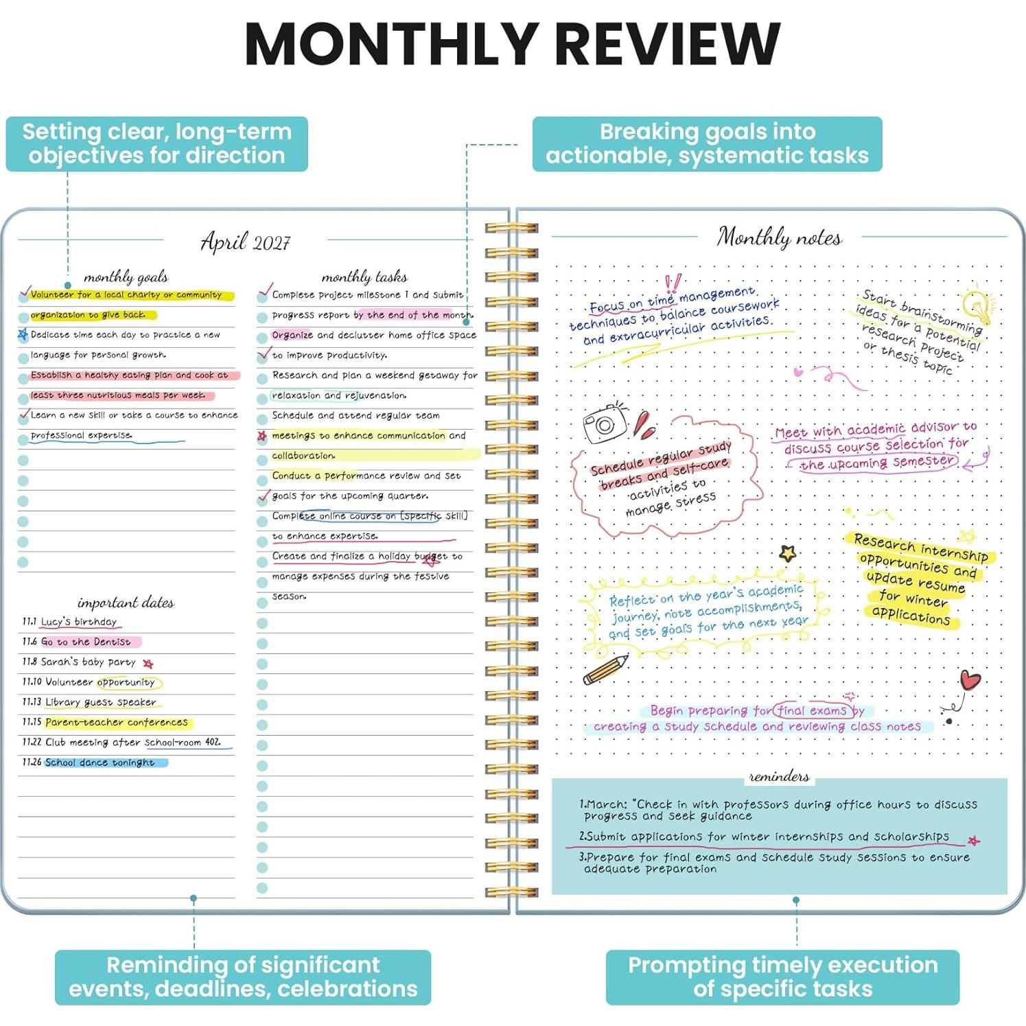 Planificador Mensual Taja 2025-2027 24 Meses Azul 25.4x17.8 cm