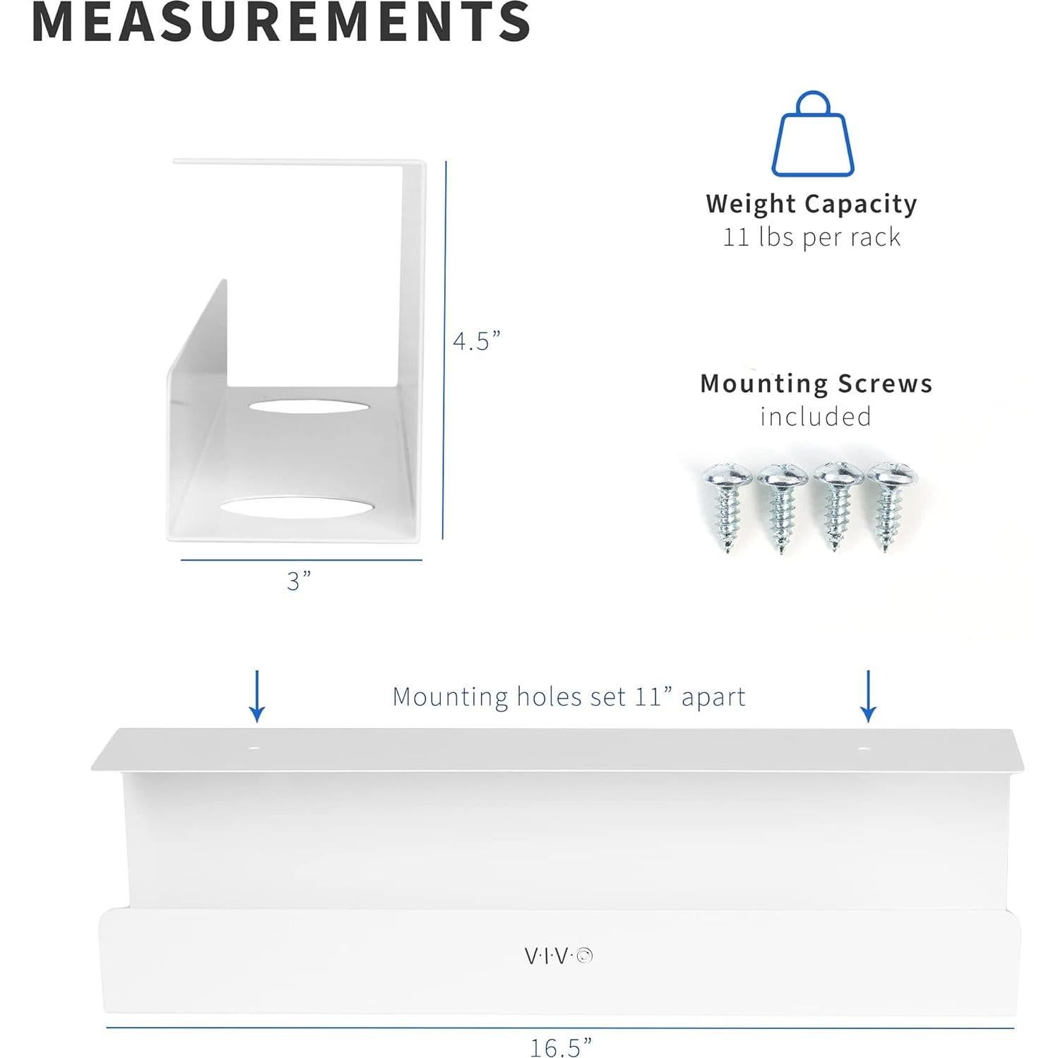 Bandeja de Gestión de Cables VIVO 2 Pack 42x7.6cm Blanca