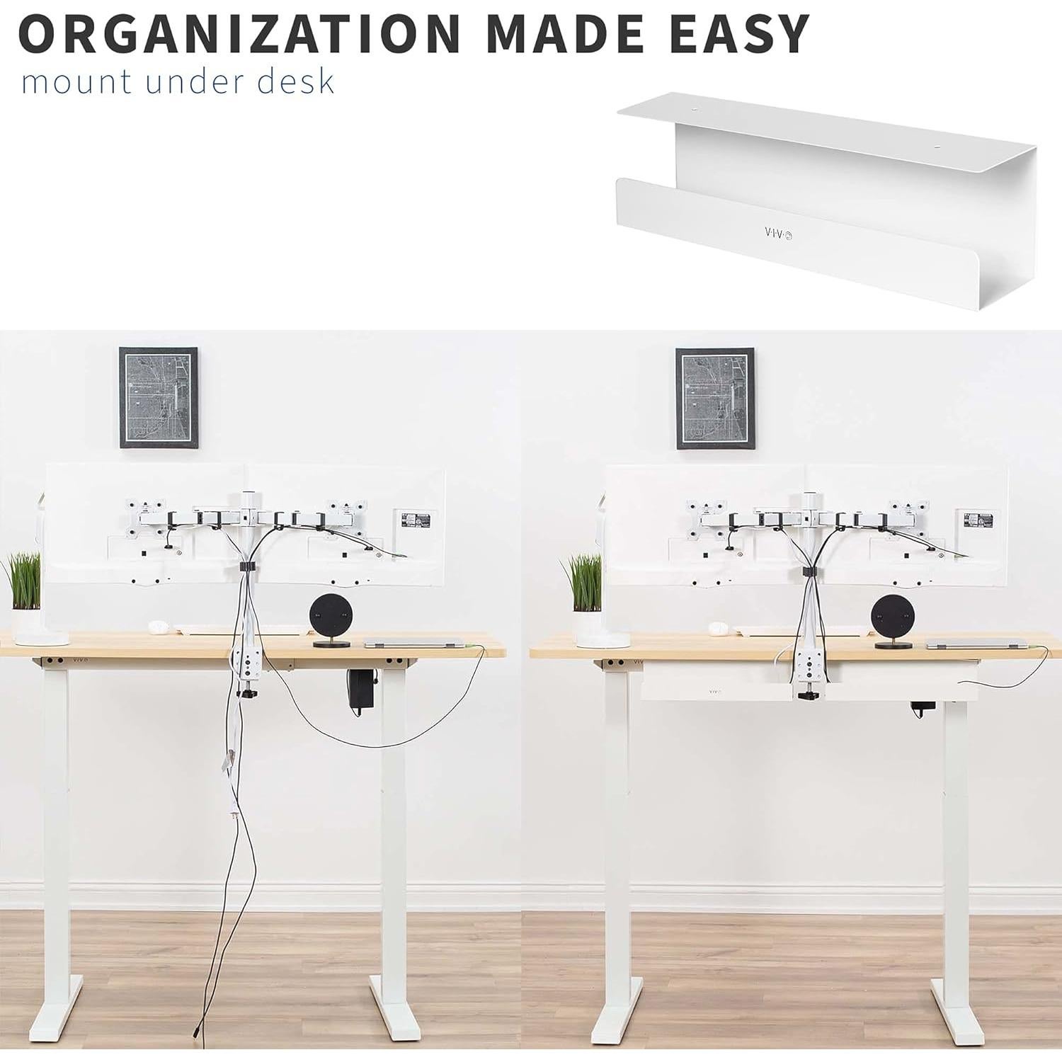 Bandeja de Gestión de Cables VIVO 2 Pack 42x7.6cm Blanca