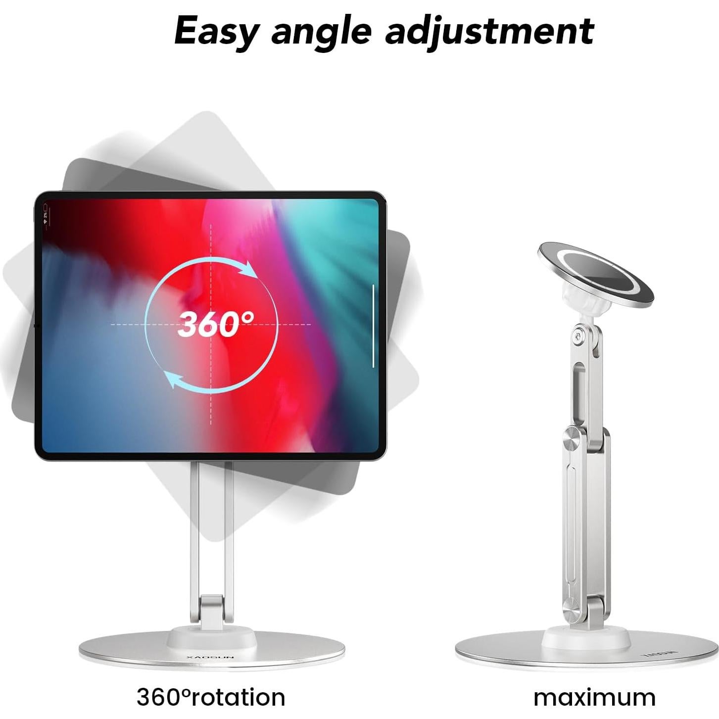 Soporte de Tableta Magnético XAOSUN 360° para iPad Plateado
