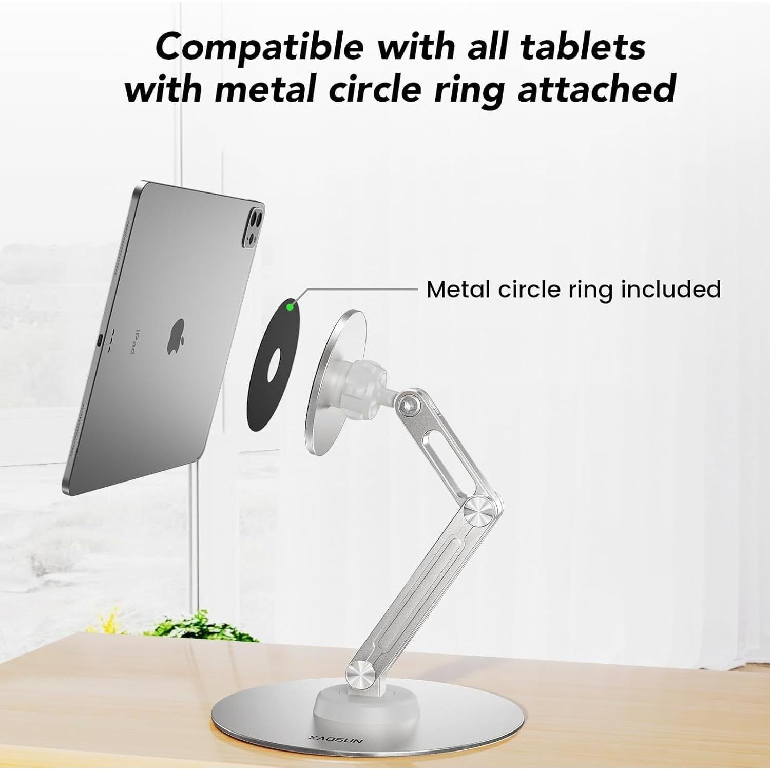 Soporte de Tableta Magnético XAOSUN 360° para iPad Plateado