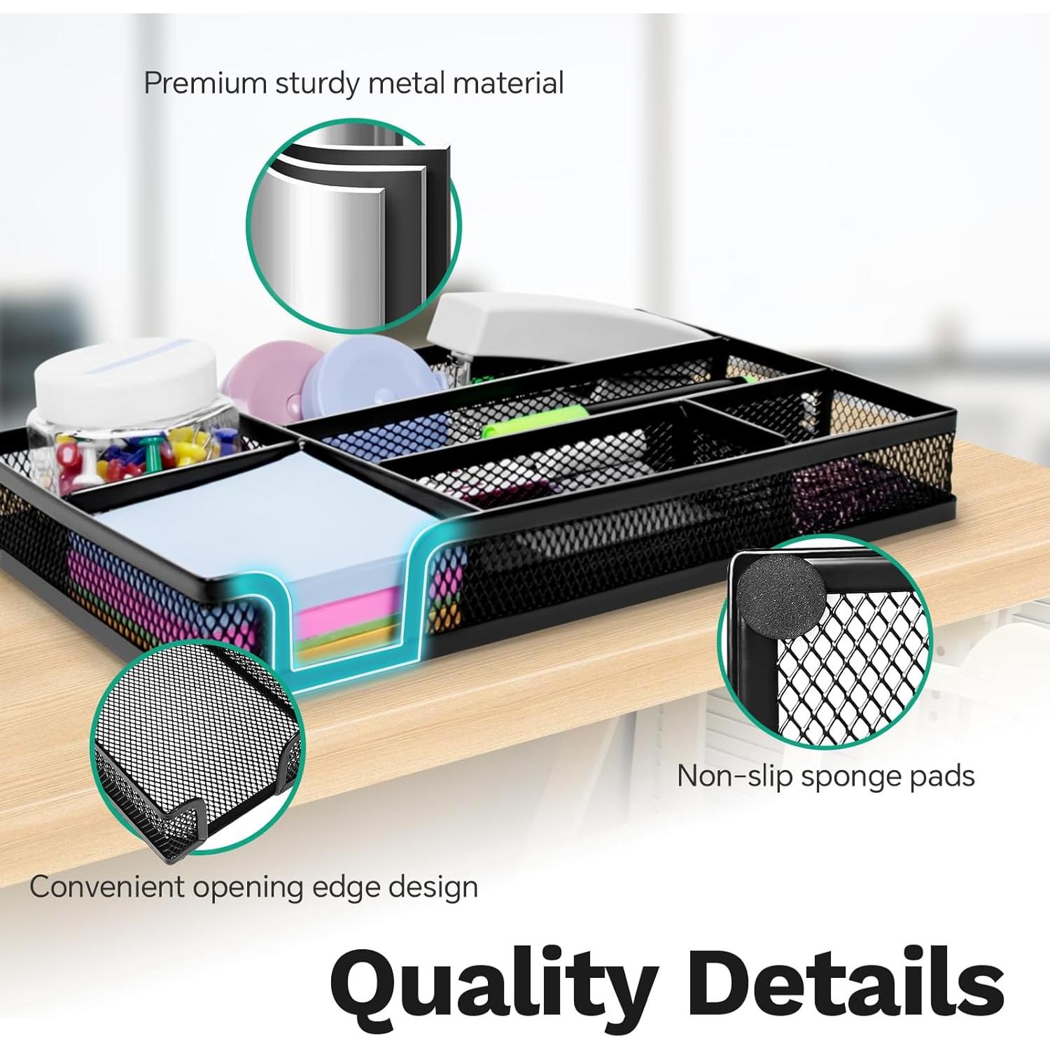 Organizador de Cajón de Escritorio Subeauty Malla Metálica 26.2x15.5cm