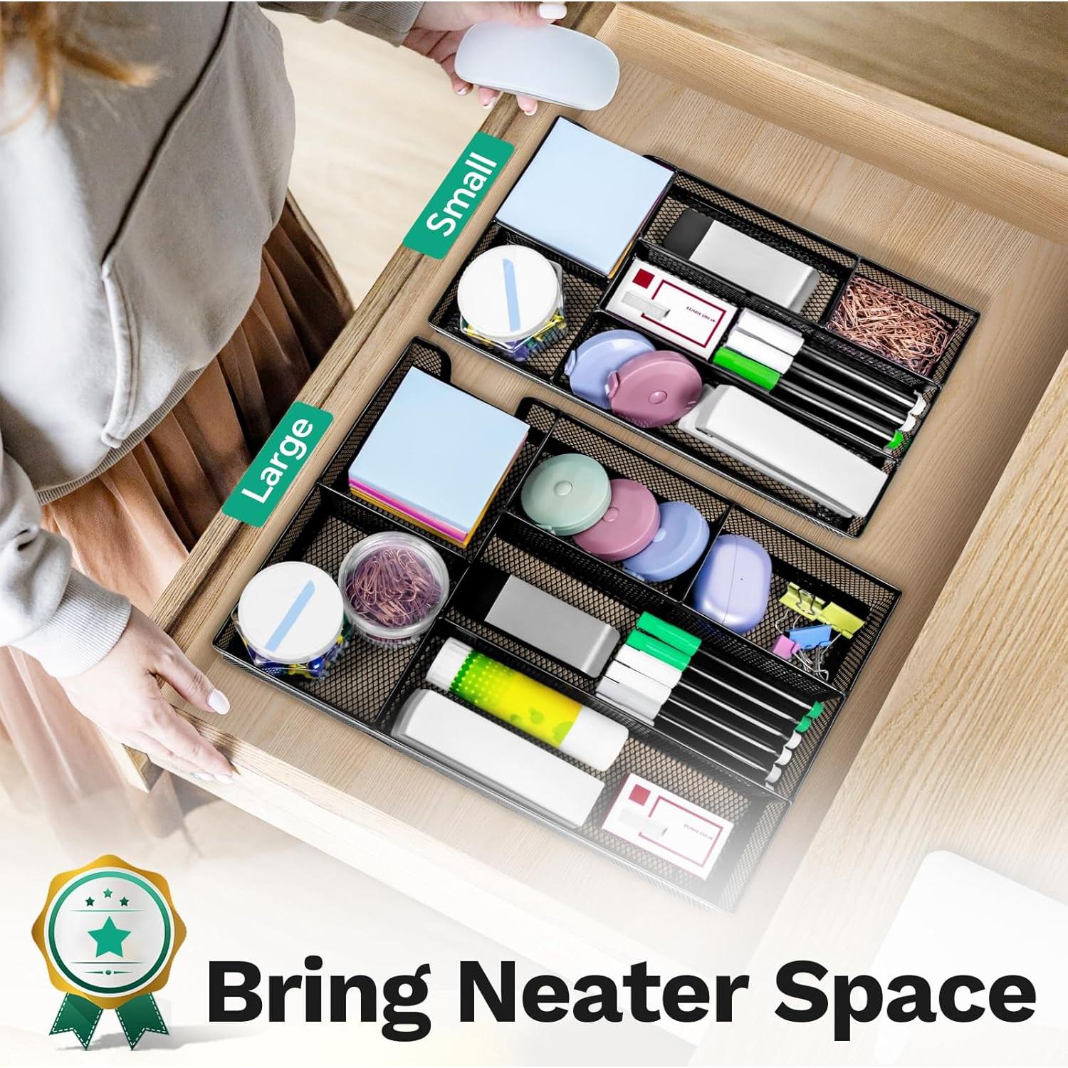 Organizador de Cajón de Escritorio Subeauty Malla Metálica 26.2x15.5cm