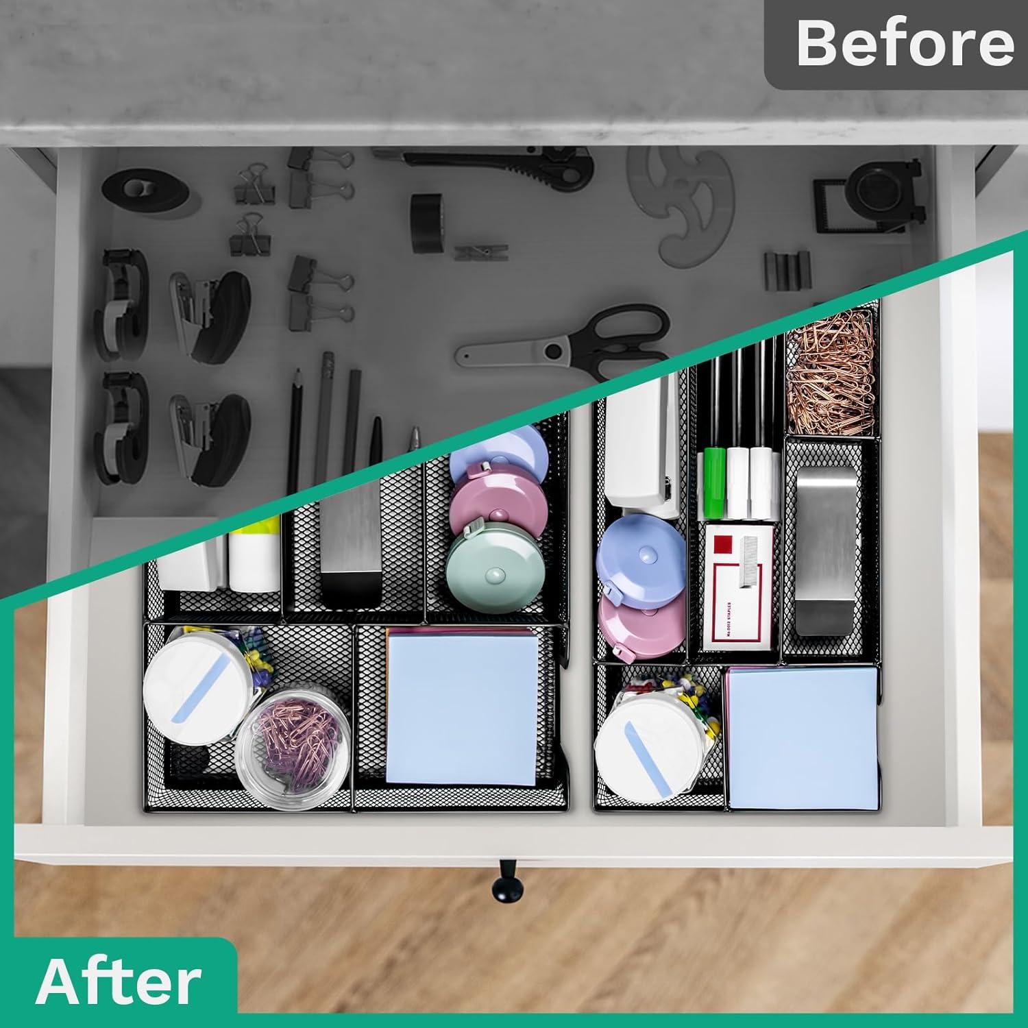 Organizador de Cajón de Escritorio Subeauty Malla Metálica 26.2x15.5cm