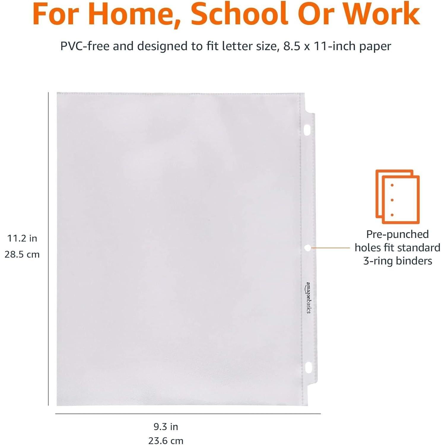 Protectores de hojas Amazon Basics 200 unidades 21.6x27.9cm