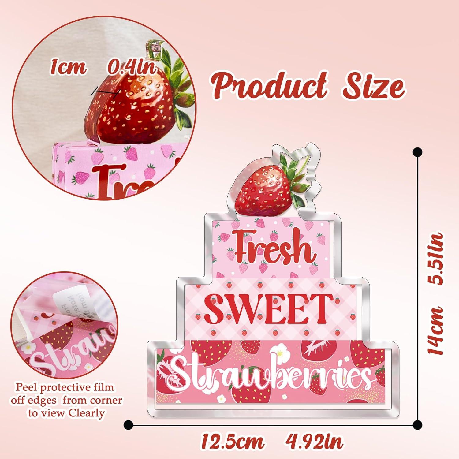 Placa Decorativa Acrílica Fresas SUDIKUB 18x17cm Rosa