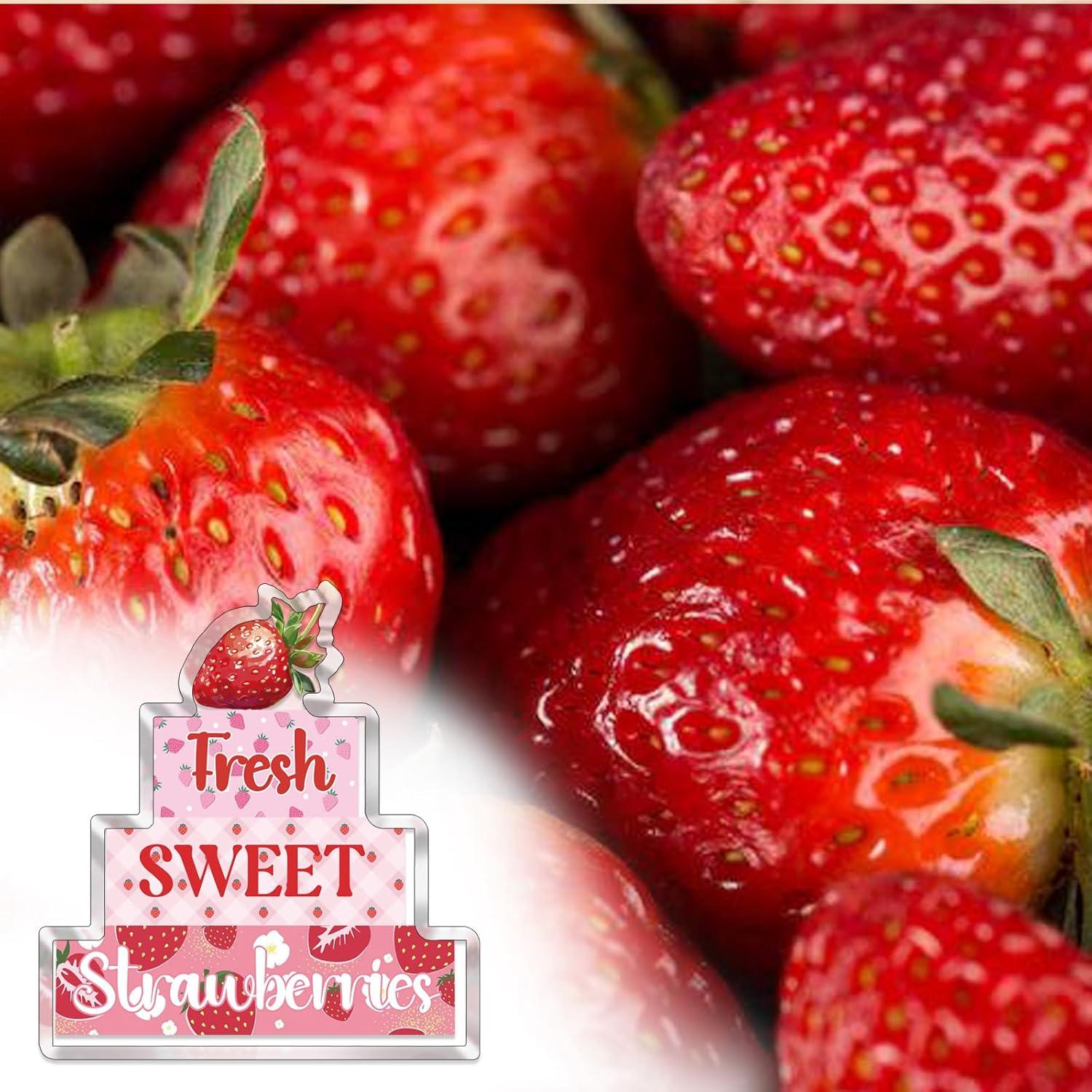 Placa Decorativa Acrílica Fresas SUDIKUB 18x17cm Rosa