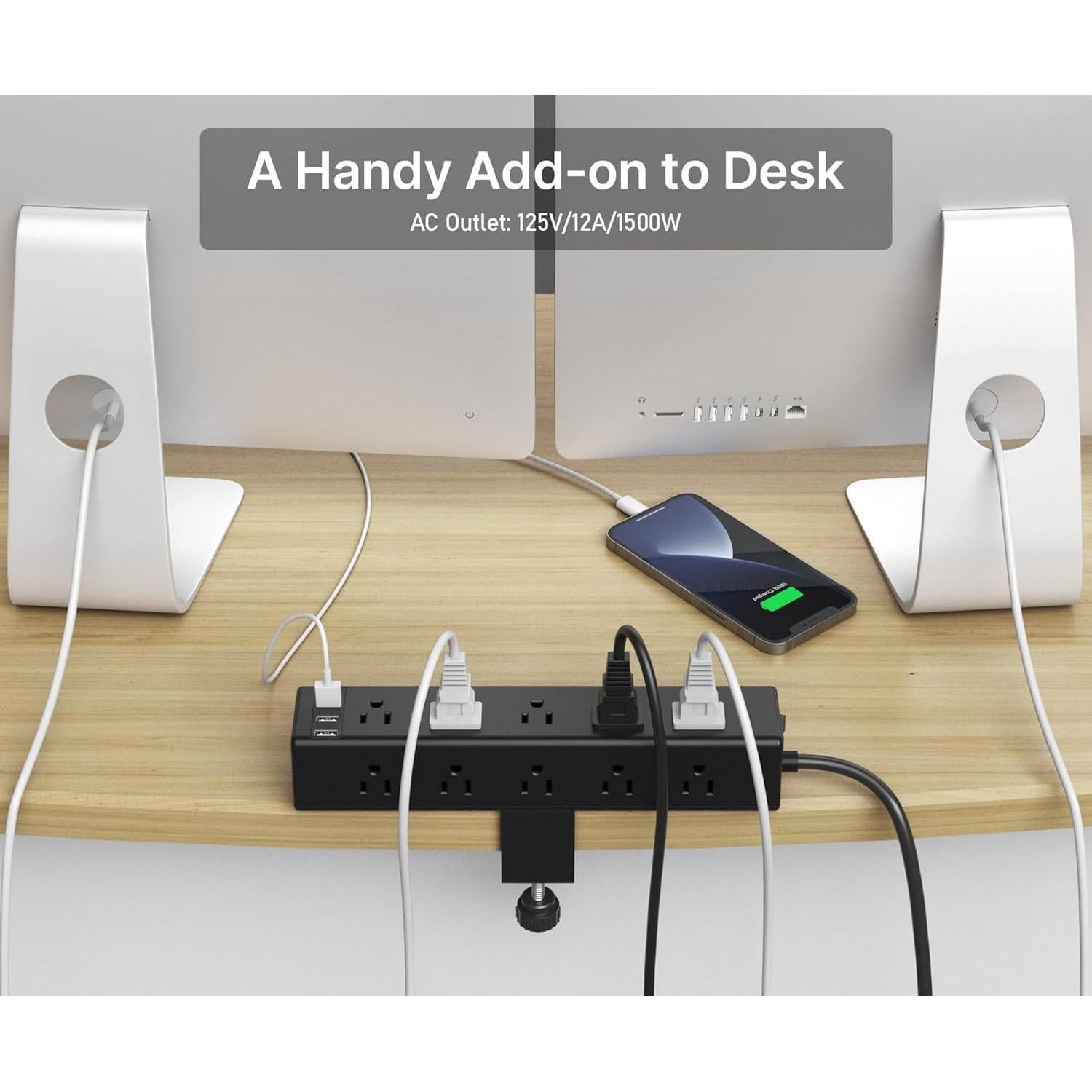 Regleta de Abrazadera de Escritorio CCCEI 15 Salidas USB-C y USB-A