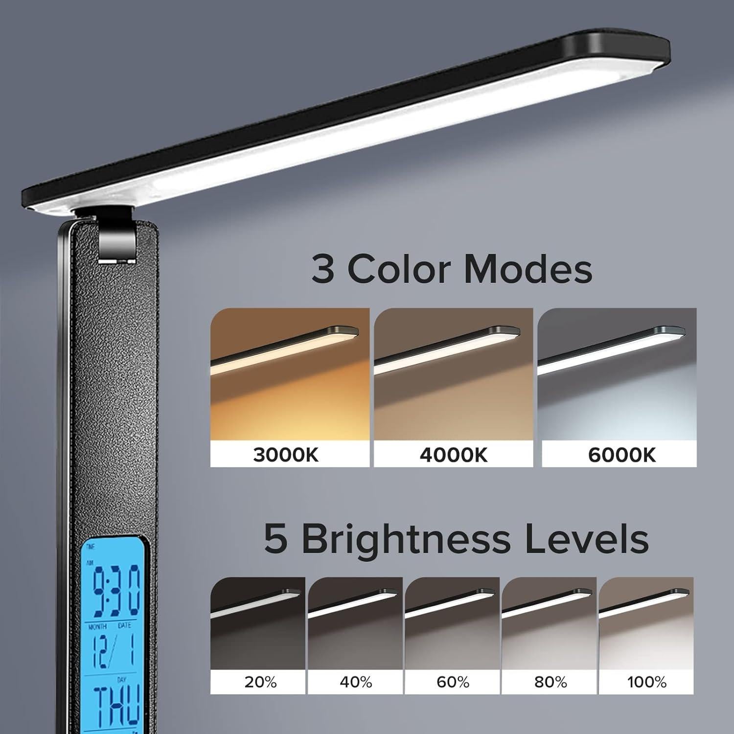 Lámpara de Escritorio LED LAOPAO con Cargador Inalámbrico USB