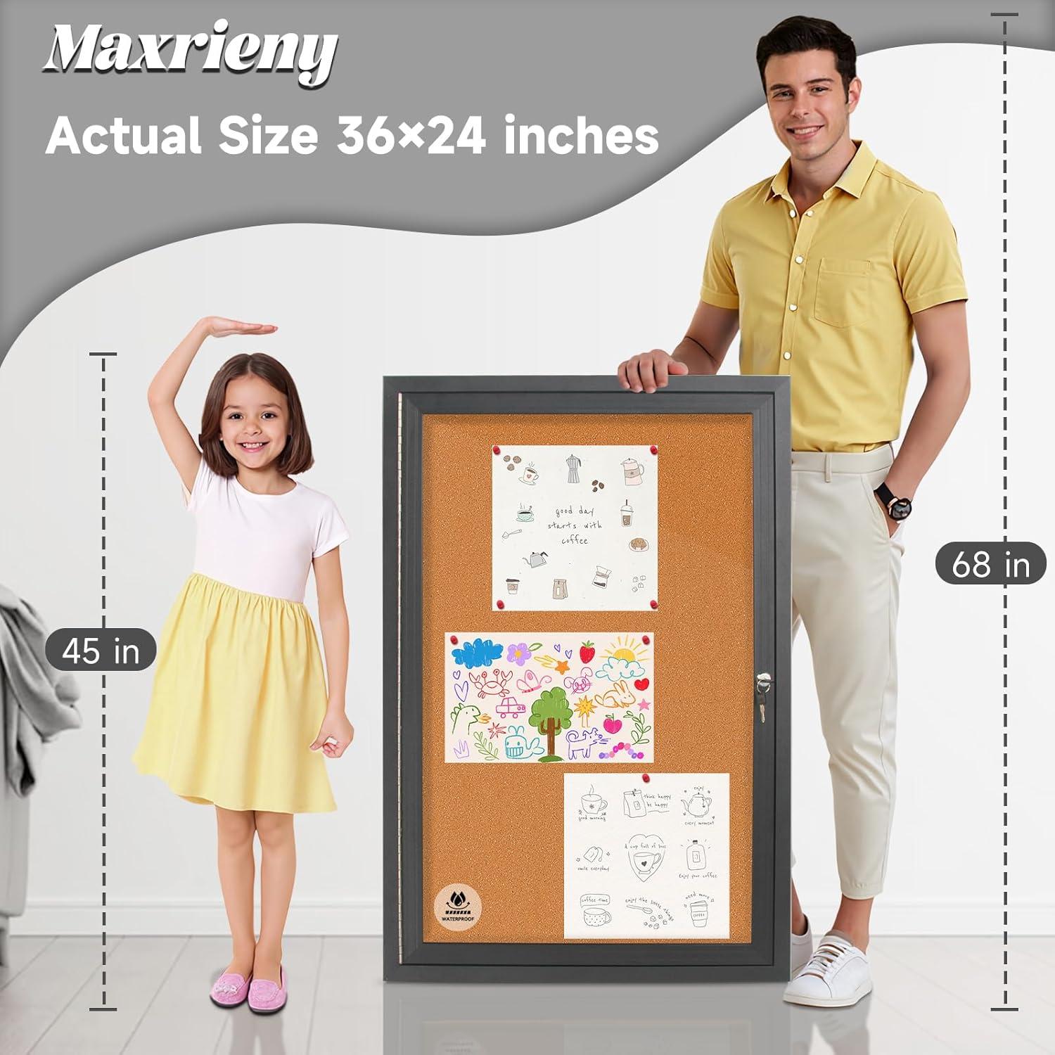 Tablero de Anuncios Cerrado Maxrieny 91.44x60.96 cm Corcho