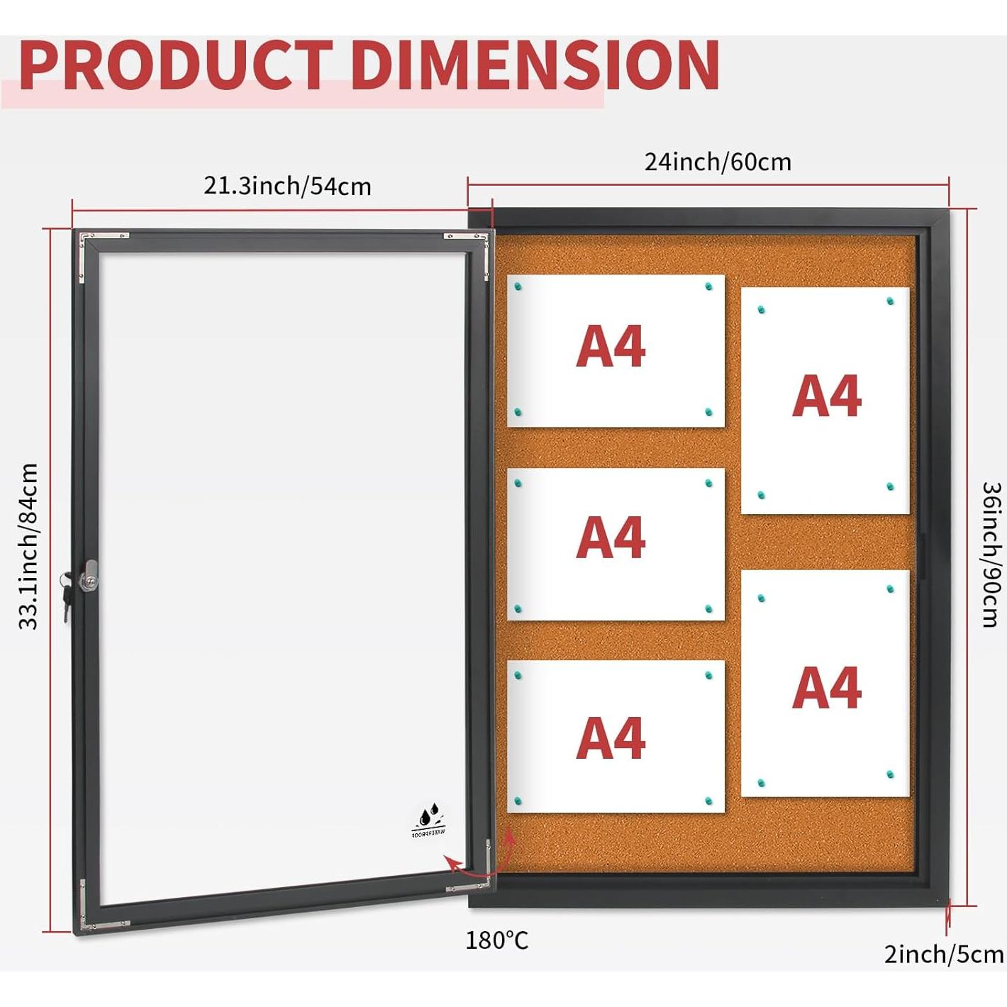Tablero de Anuncios Cerrado Maxrieny 91.44x60.96 cm Corcho