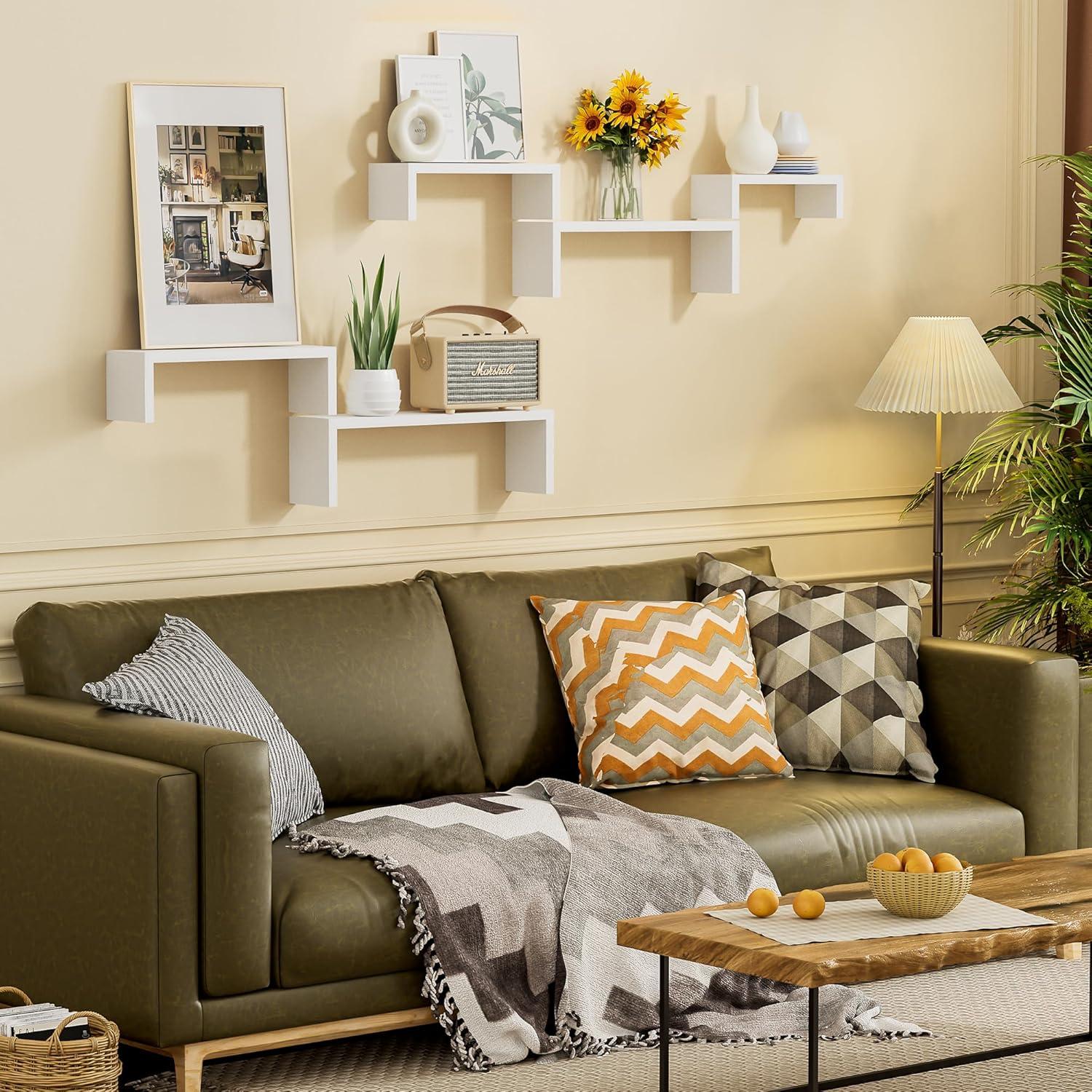 Estantes Flotantes SRIWATANA Set de 5 Madera Blanco Lavado