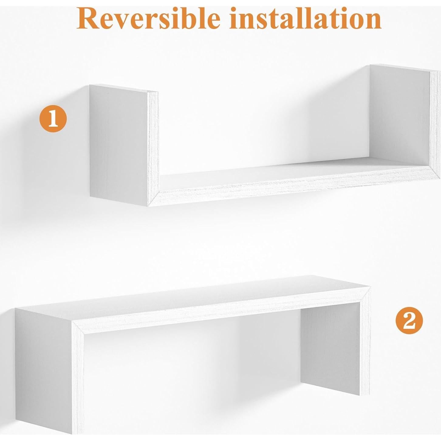 Estantes Flotantes SRIWATANA Set de 5 Madera Blanco Lavado