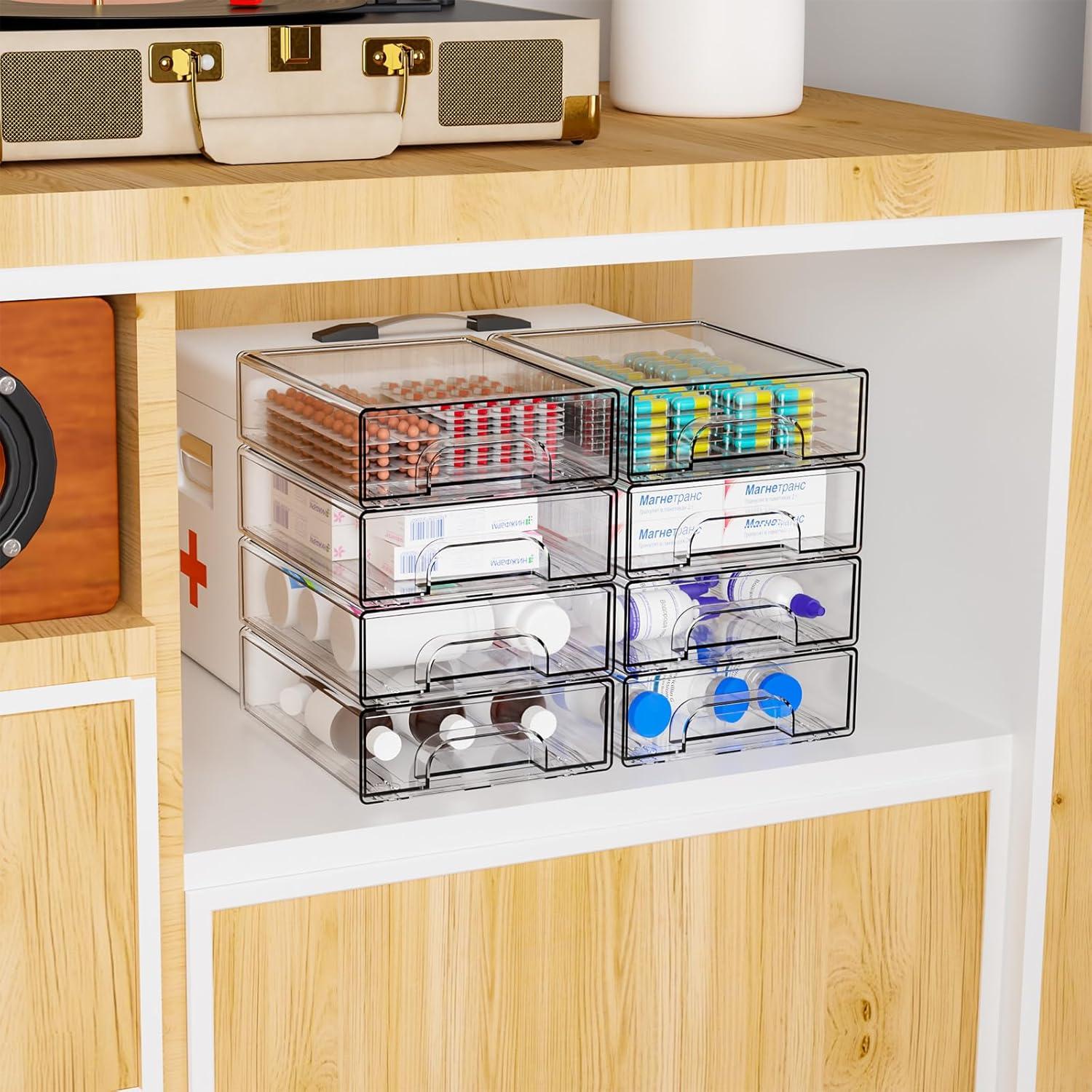 Organizador de Cajones Apilable Yieach 8 PCS Acrílico 15.5x18.8x5.6 cm